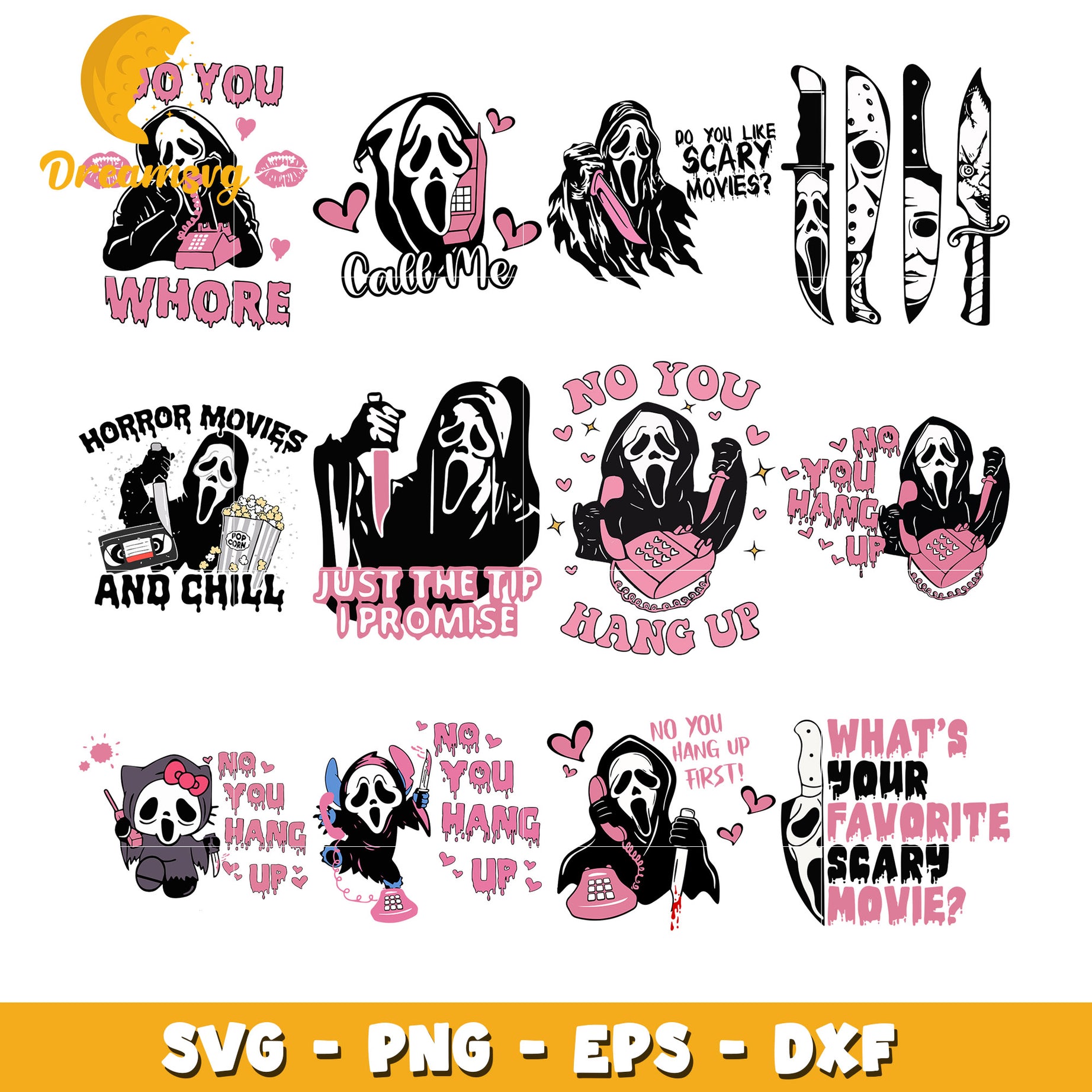 Scream Ghost no you hang up bundle svg, scream movies svg