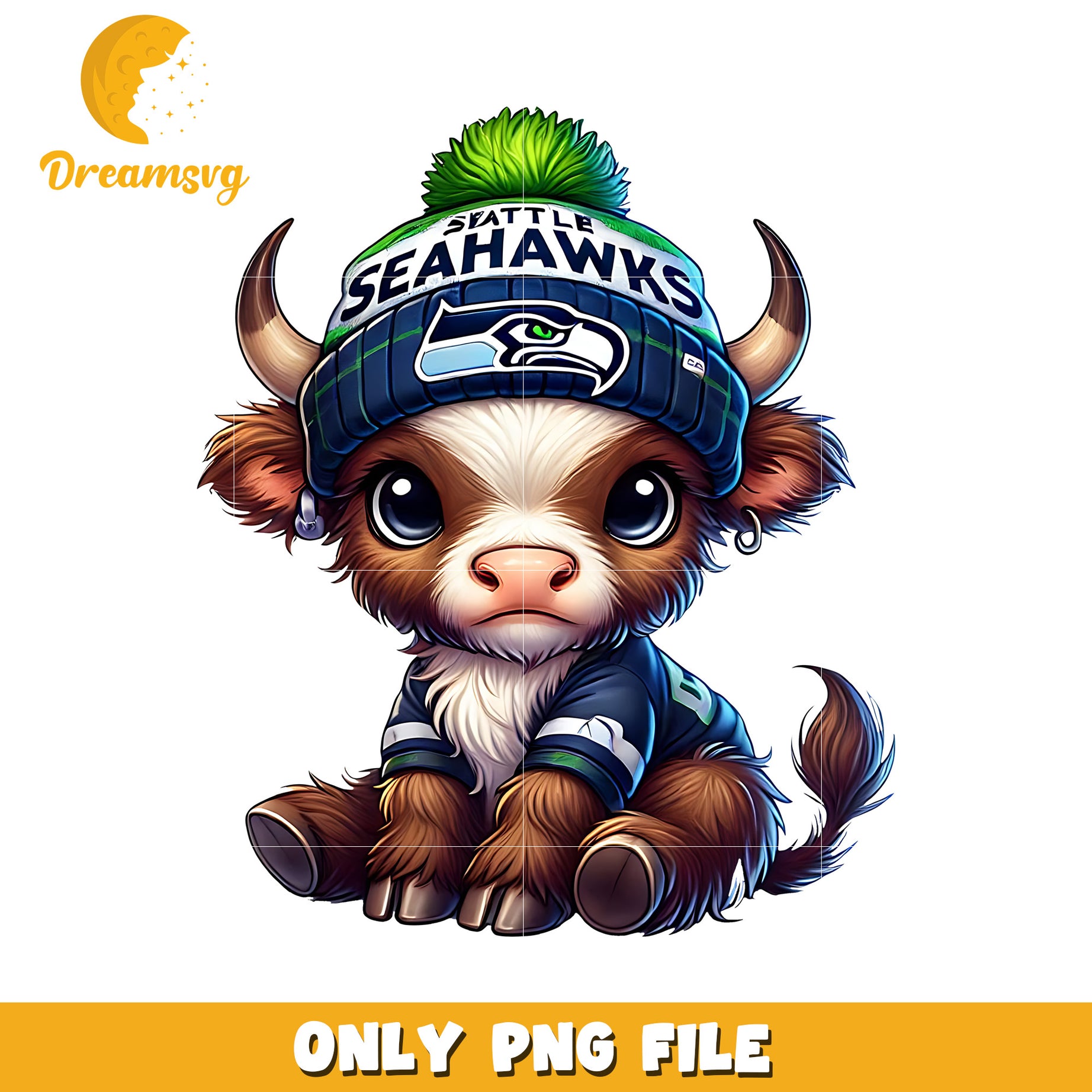 Seahawks cute bull png, american football png, super bowl png