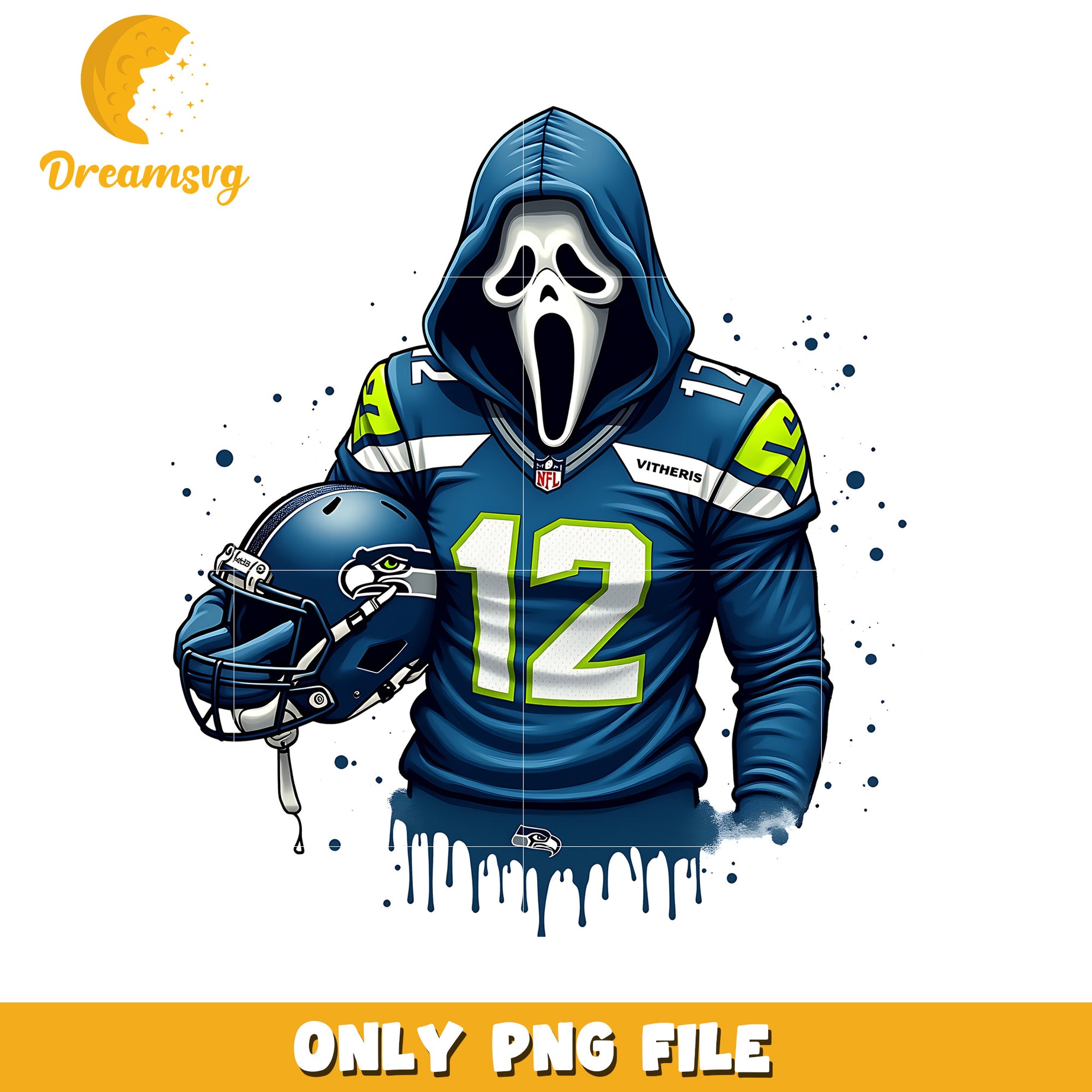Seahawks ghost face png, nfl games png, american football png