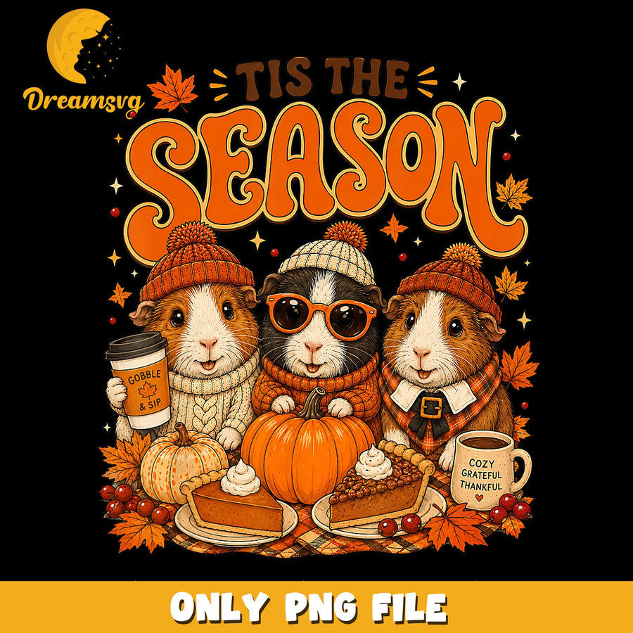 Seasonal Guinea Pigs PNG, Grateful Vibes, Autumn Fun