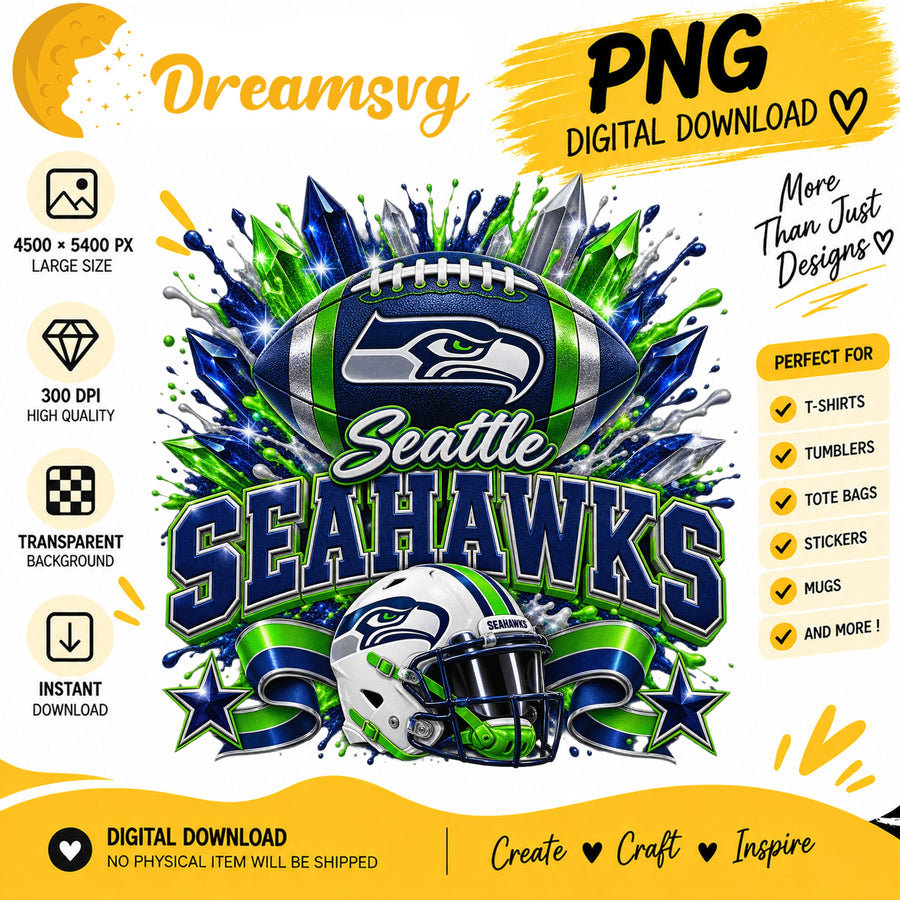 Seattle Seahawks NFL Football Helmet Crystal Splash PNG