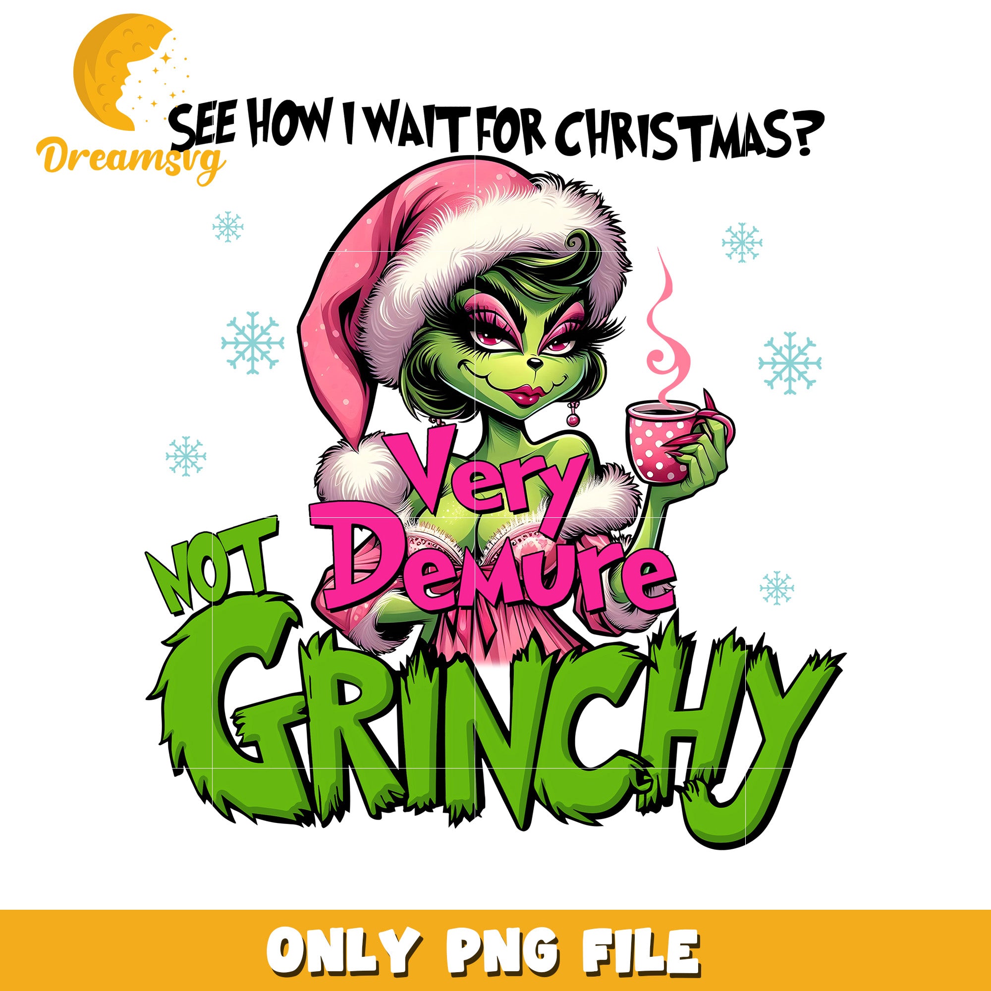 See how i wait for christmas png, christmas decor png, grinch smile png