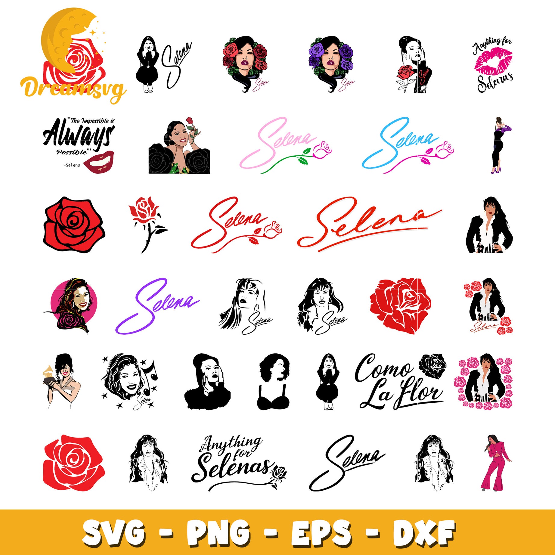 Selena Quintanilla character bundle svg, anything for selenas svg