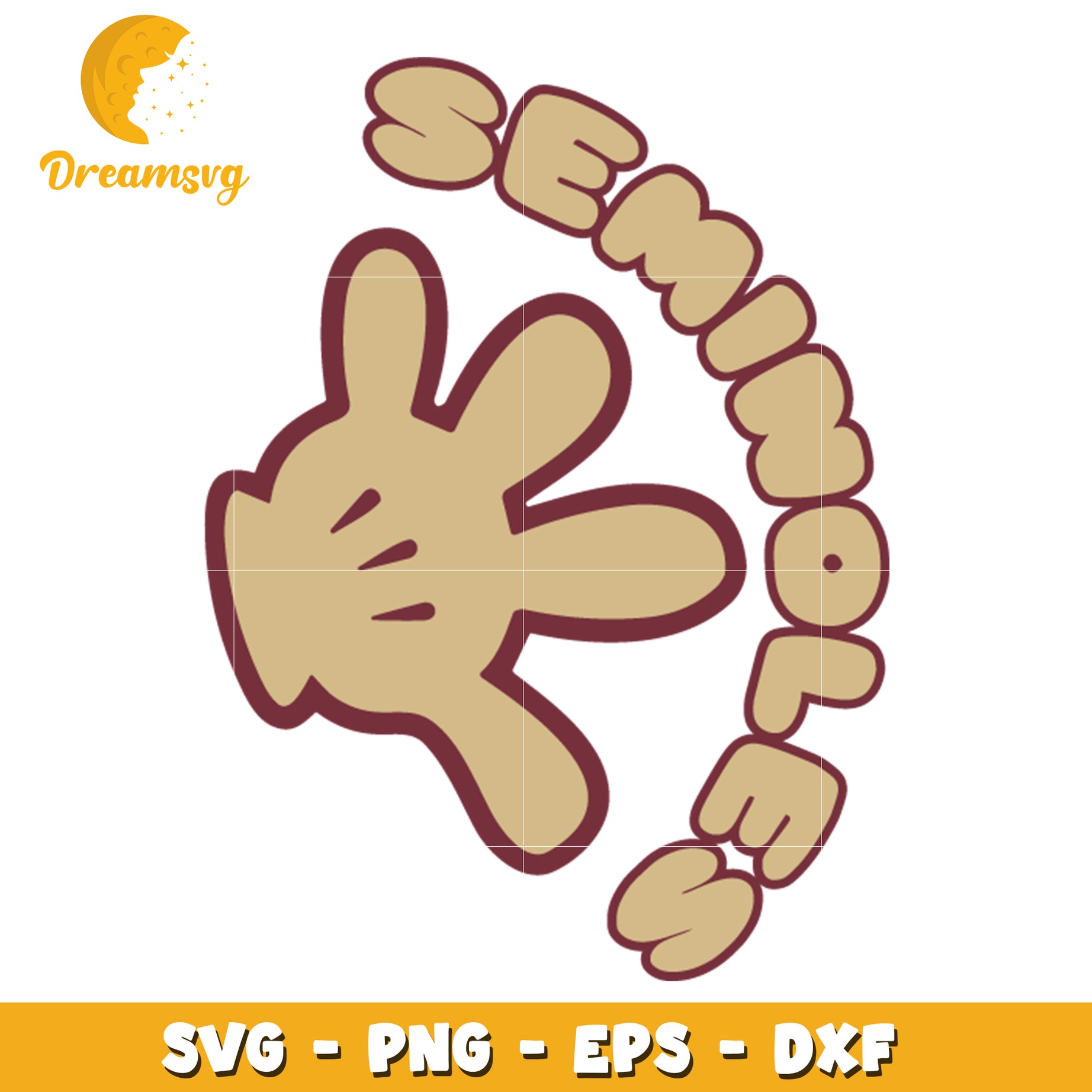 Seminole Mickey Hand SVG PNG EPS DXF