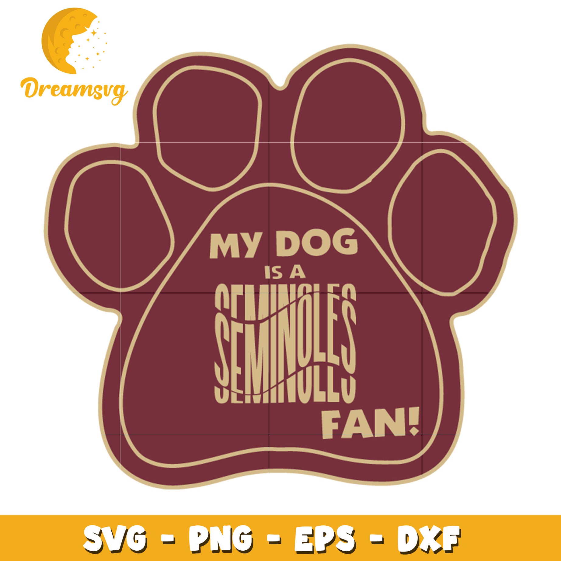 Seminoles Dog Paw Print SVG Cut File