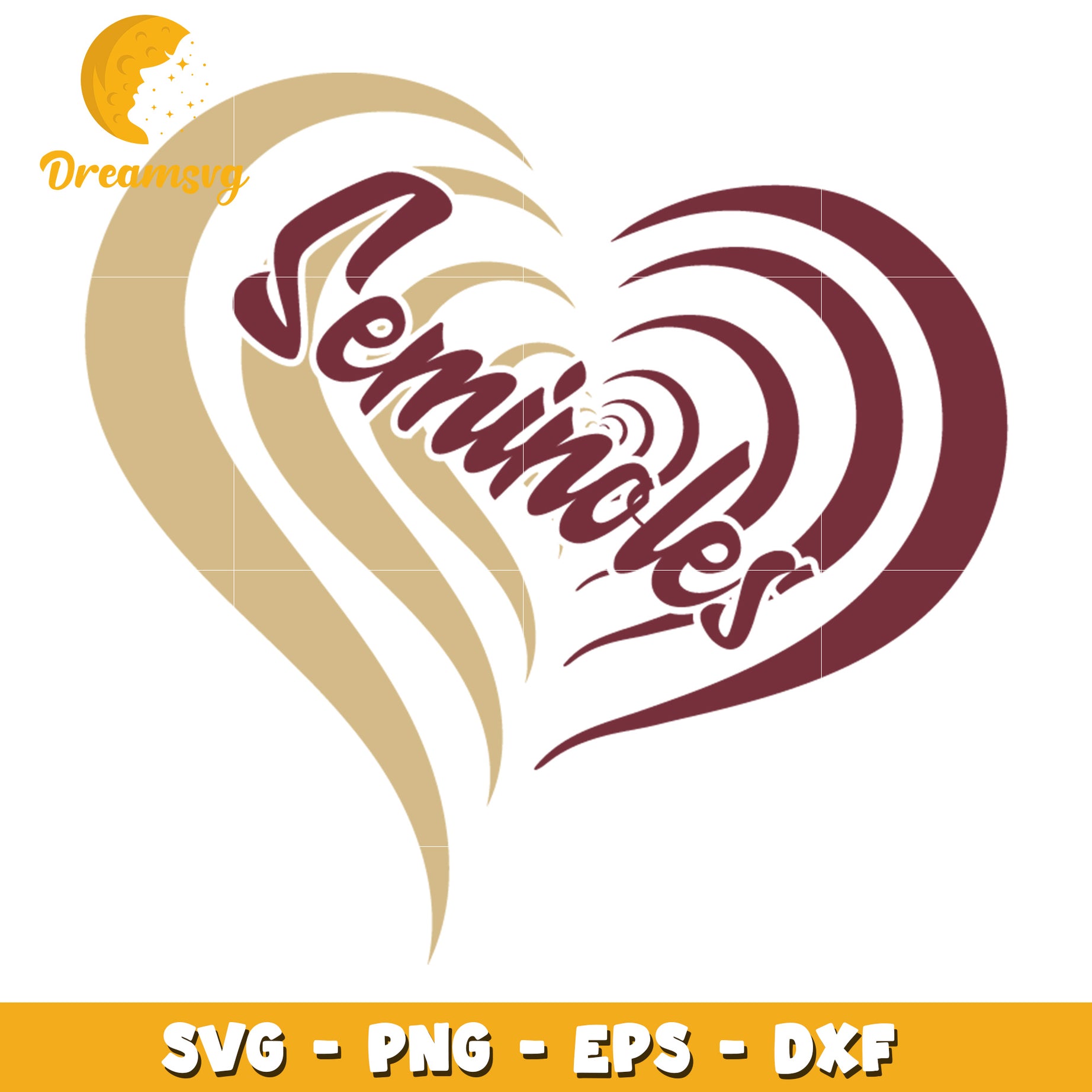 Seminoles Heart SVG PNG EPS DXF Cut File