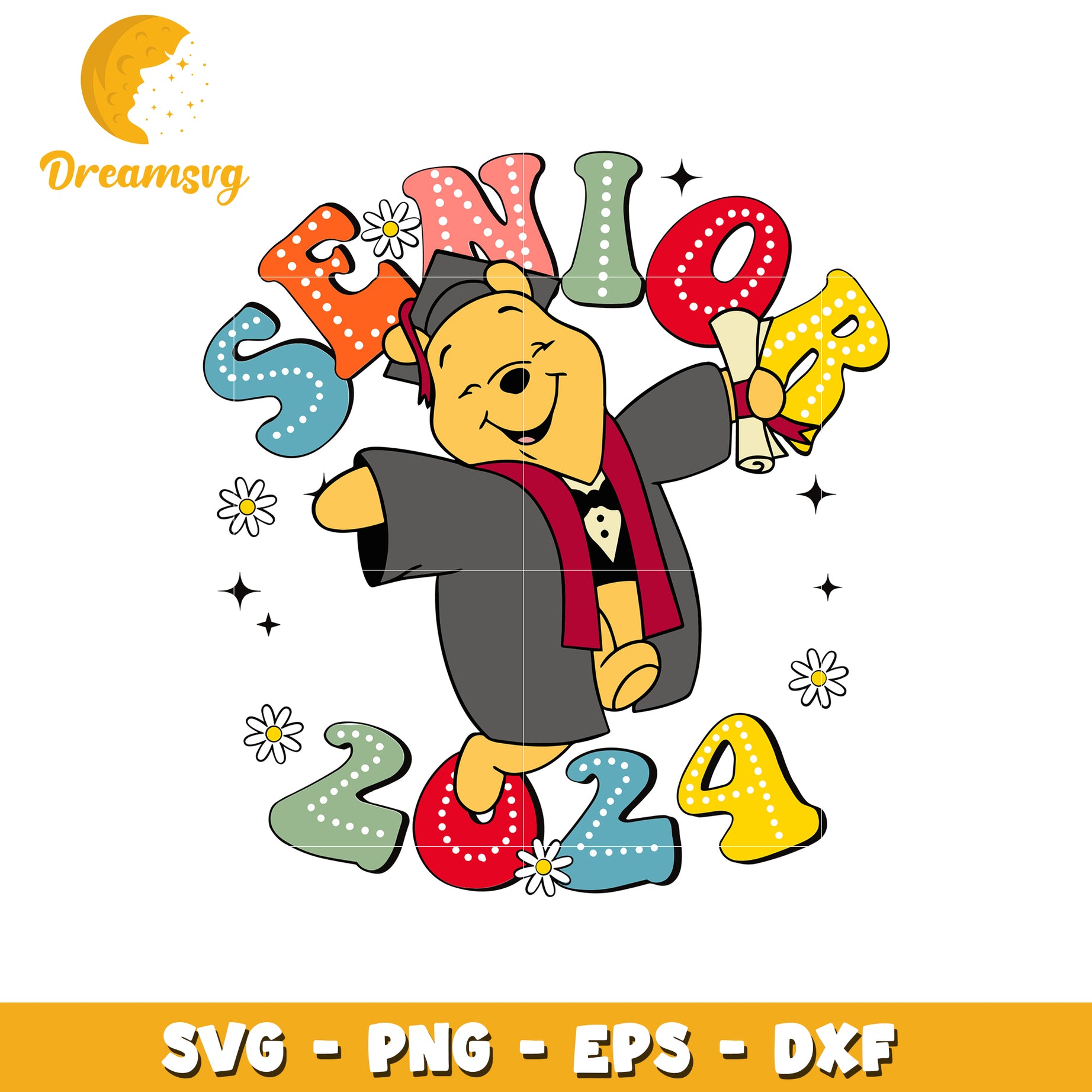 Senior 2024 winnie the pooh graduation svg, graduation svg