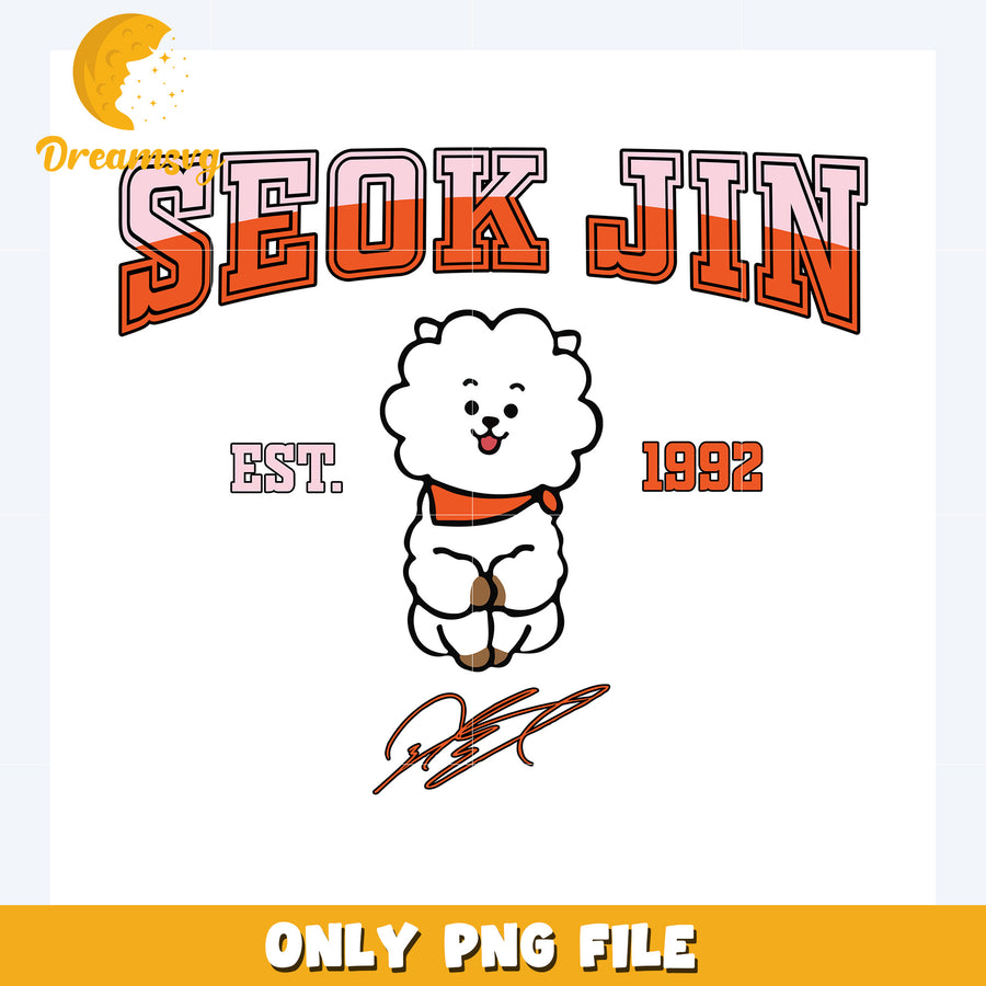 Seok jin est 1992 rj png, bts mascot png, bt21 characters png