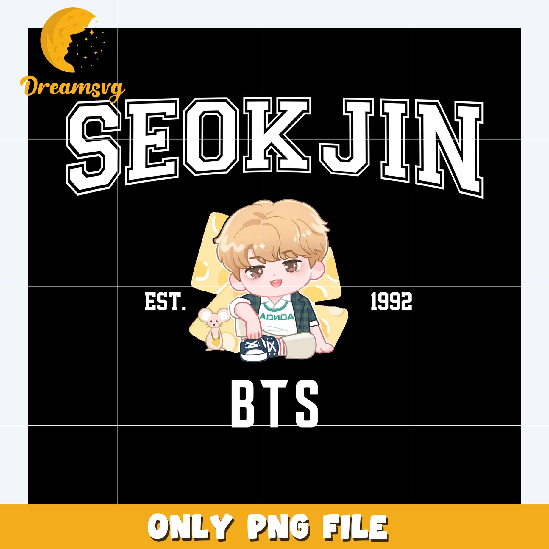Seok jin white words png, bangtan boys png, bts members mascots​ png
