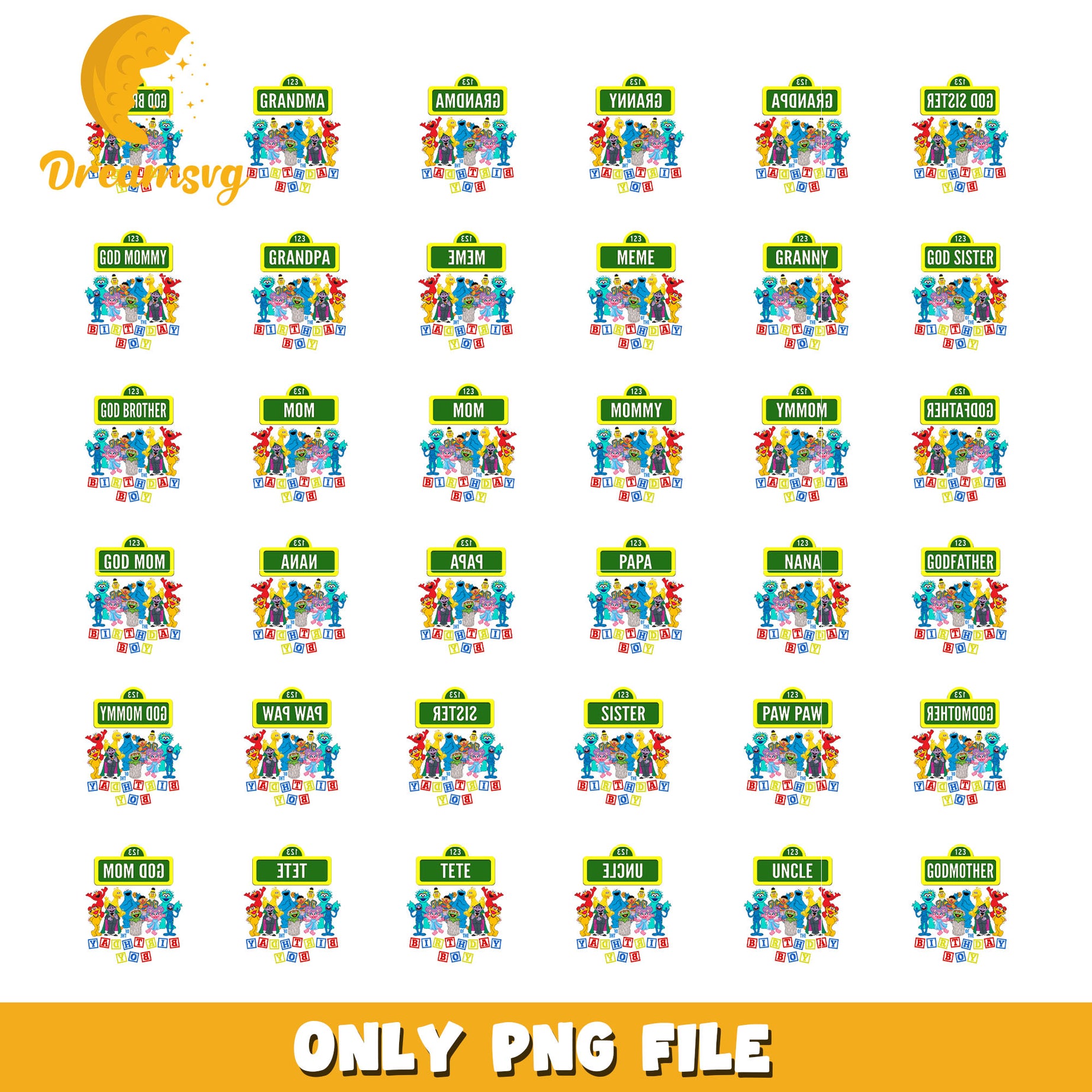 Sesame street birthday boy bundle png, sesame street characters​ png