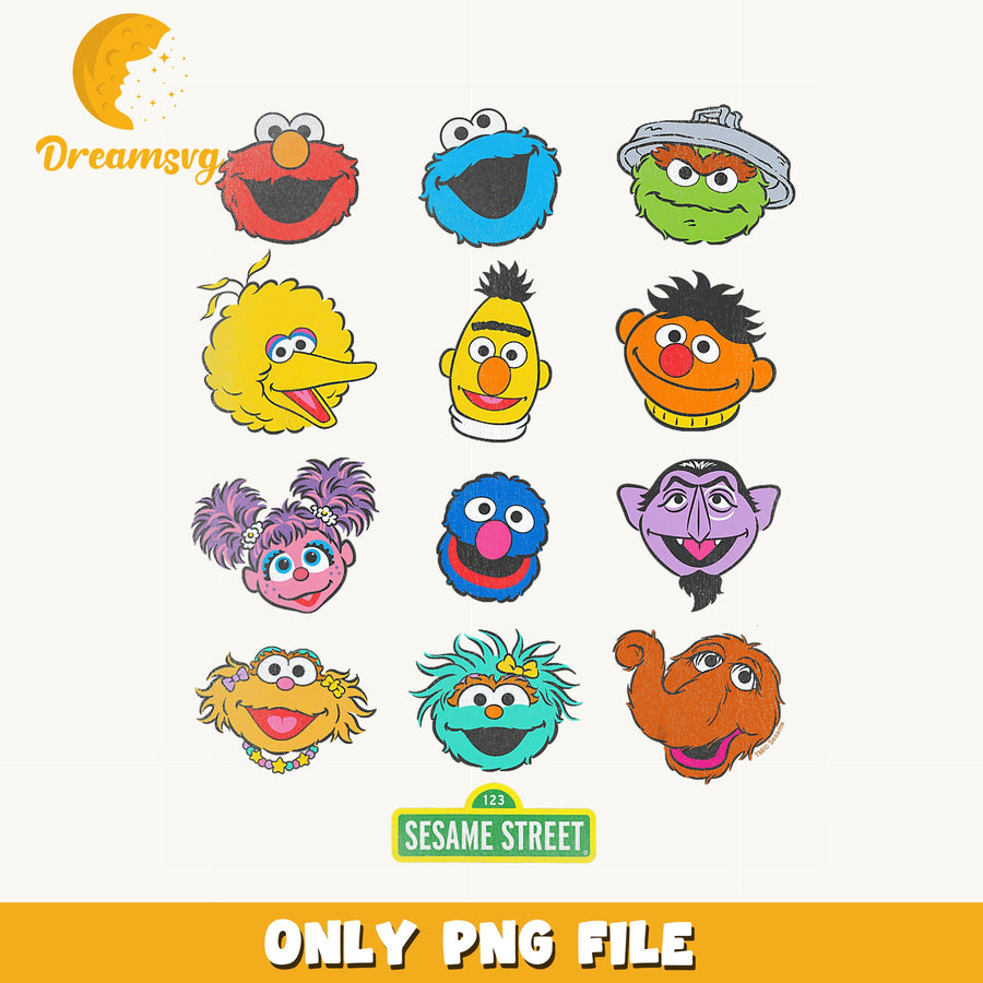 Sesame Street Characters Bundle PNG, Elmo Cookie Monster, Muppets PNG