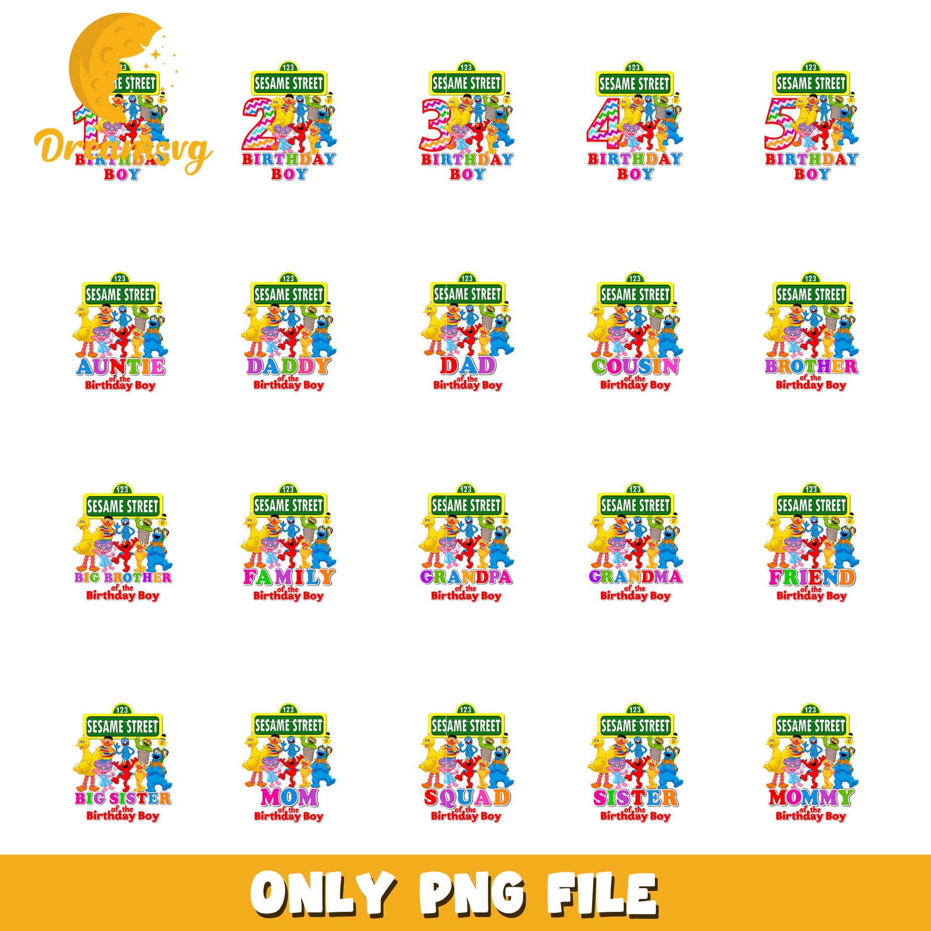 Sesame street birthday boy bundle png, sesame street cast​ png