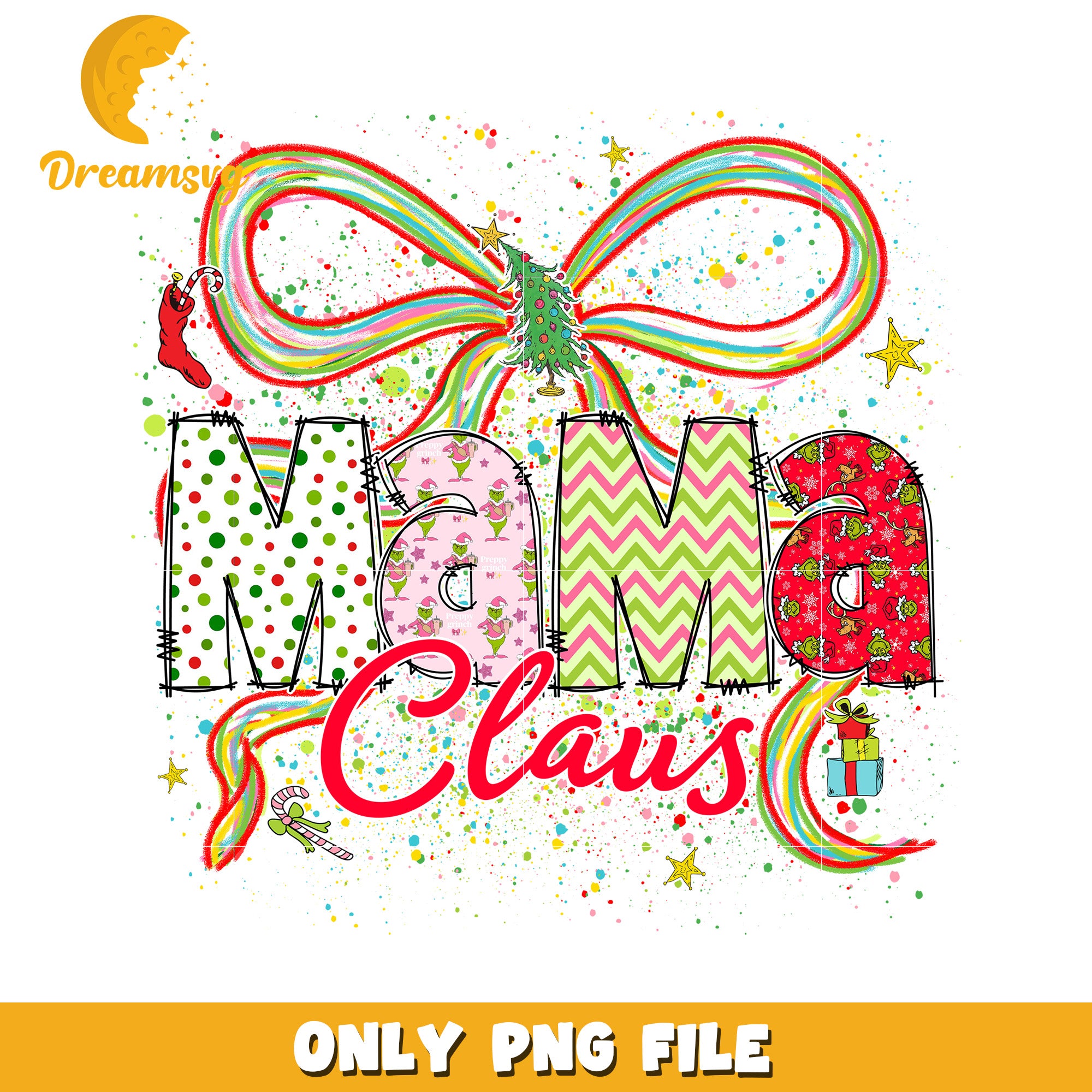 Set mama Grinch png, christmas lights​ png, christmas music​ png