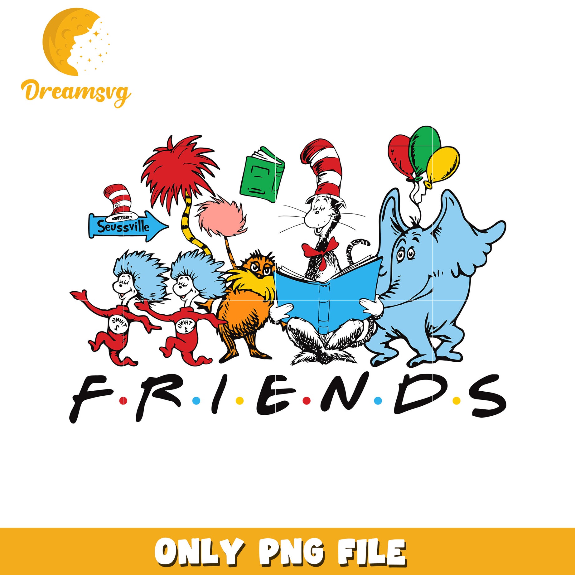 Seuss Friends PNG Sublimation Design