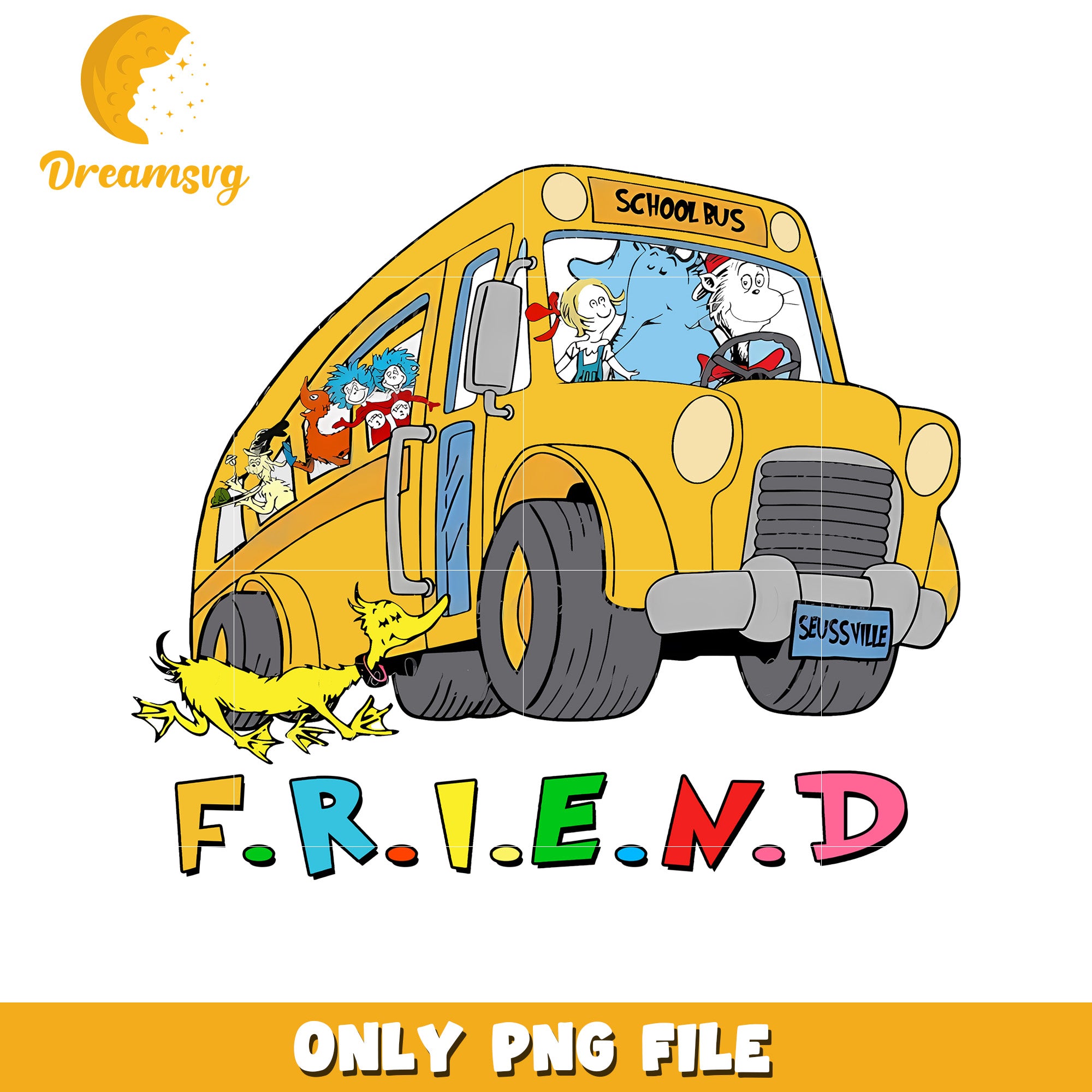 Seuss School Bus PNG Friends Design
