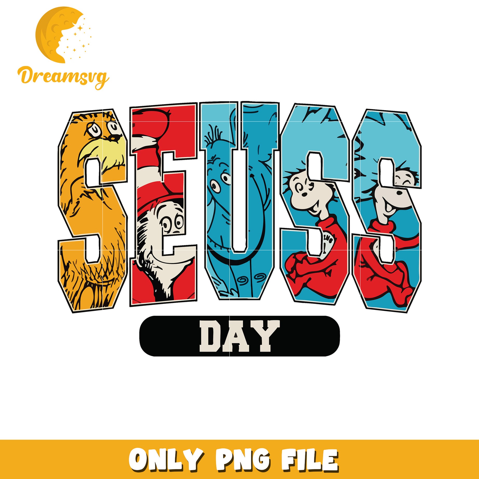 Seuss day font design png, dr seuss day png, cartoon character png