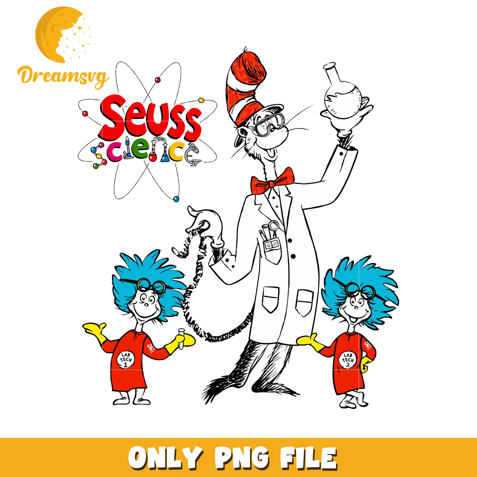 Seuss science cartoon character png, dr seuss png, science png