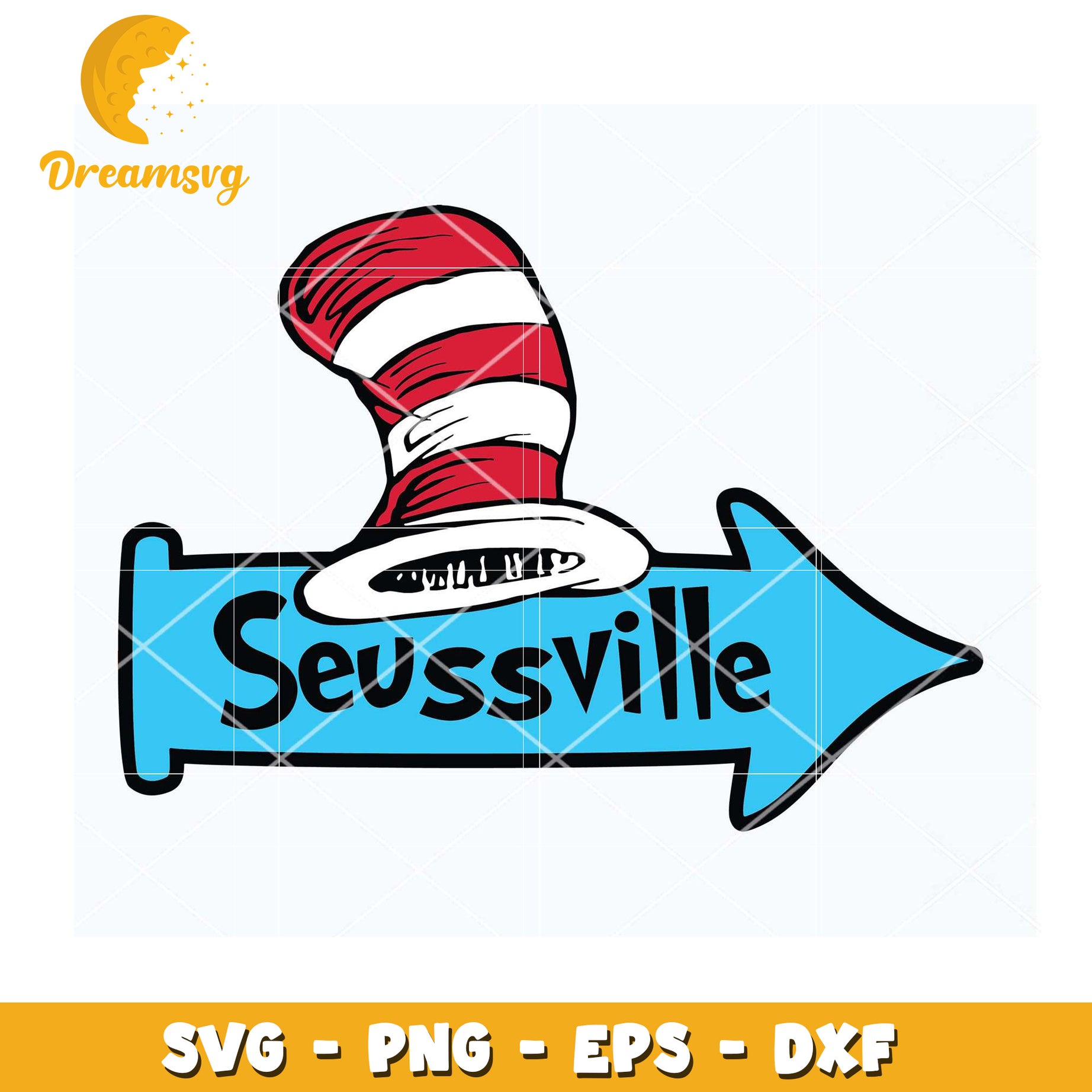 Seussville Arrow with Cat in the Hat SVG Instant Download Design