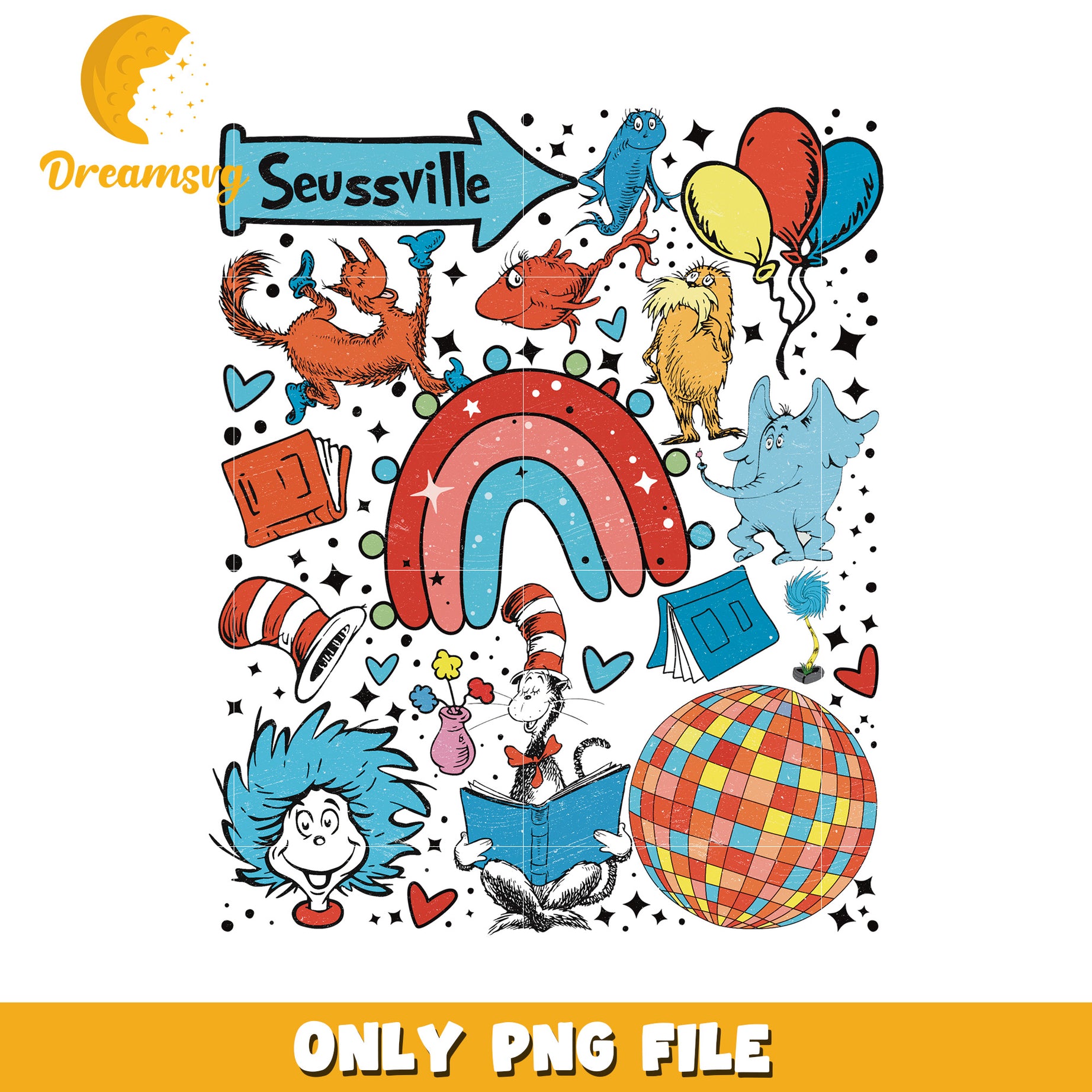 Seussville Colorful Characters Fun PNG Digital Artwork