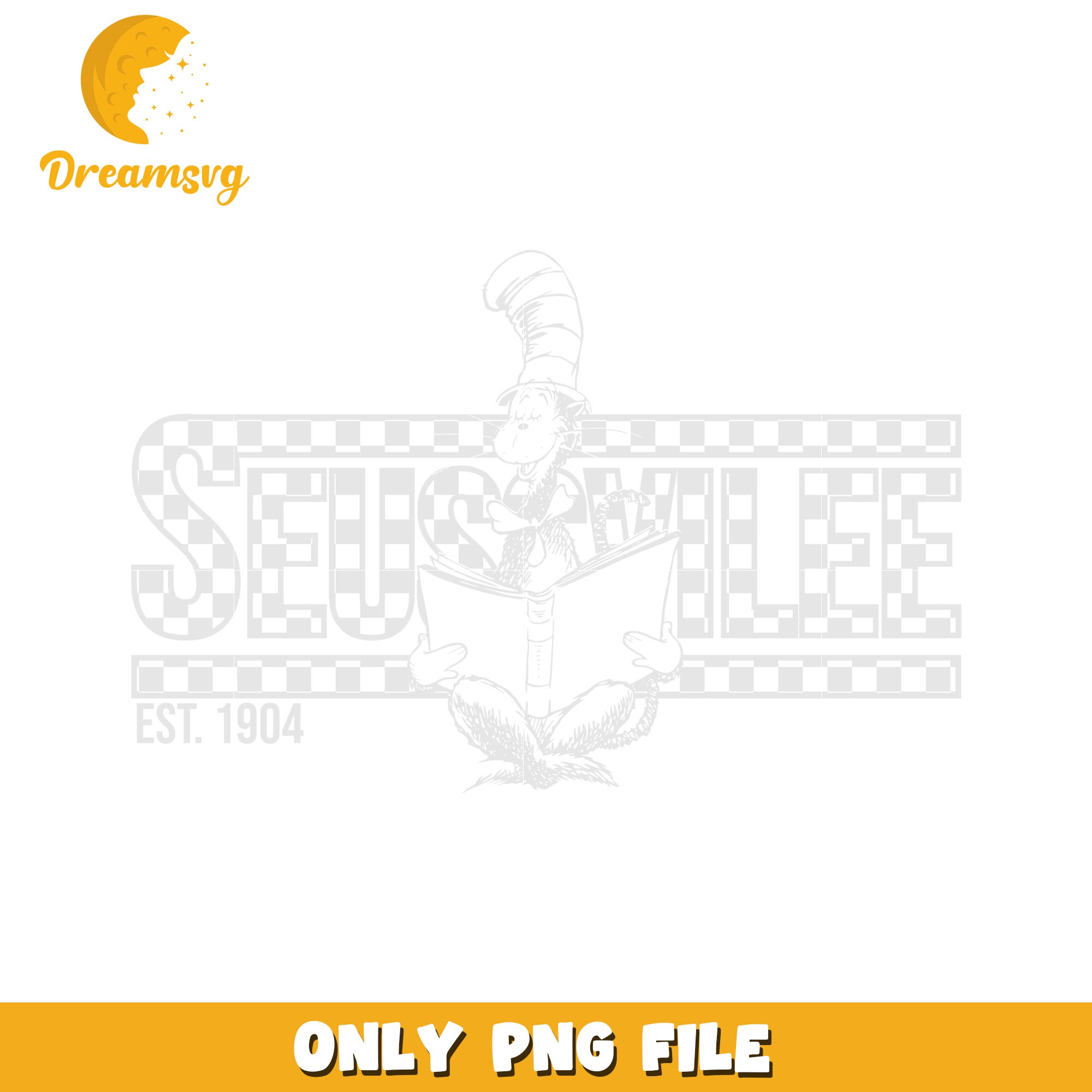 Seussville PNG Design Cat in Hat Reading