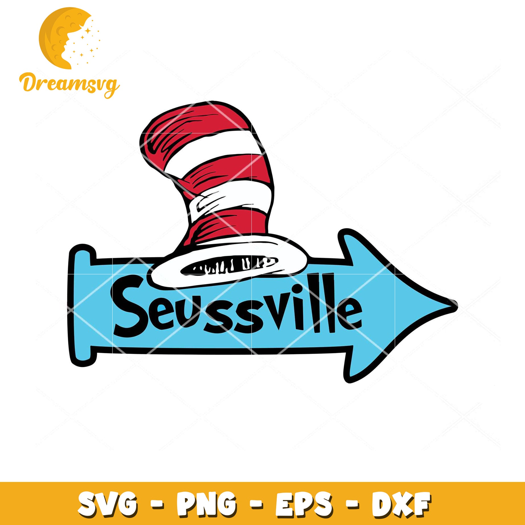 Seussville Sign with Cat in the Hat SVG Instant Download Art