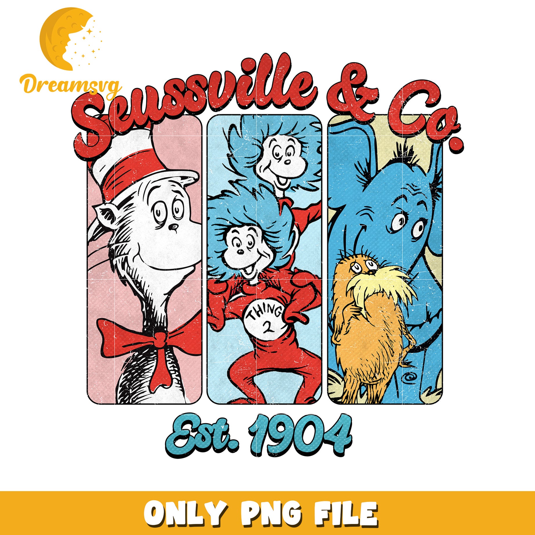 Seussville & Co Vintage PNG Sublimation Design