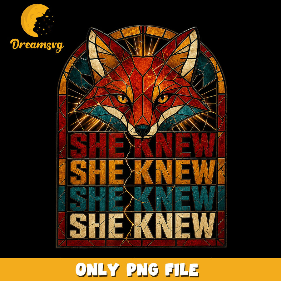 She Knew Fox PNG, Stained Glass Design, Artistic Theme