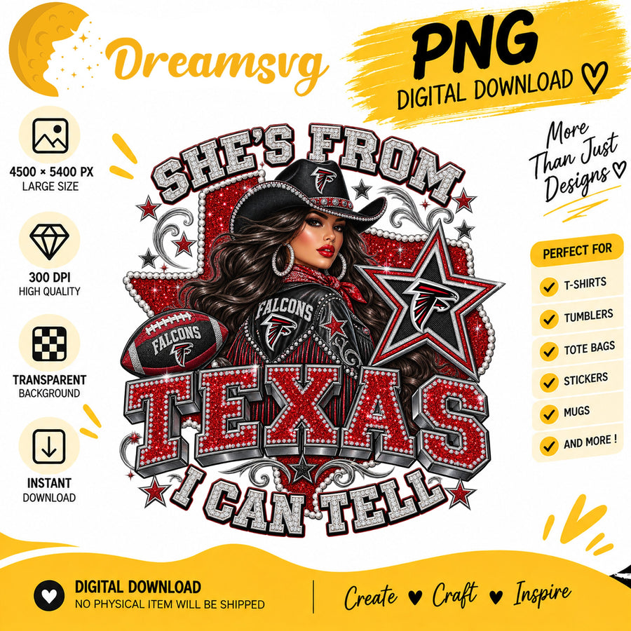 She's From Texas I Can Tell Atlanta Falcons Cowgirl PNG