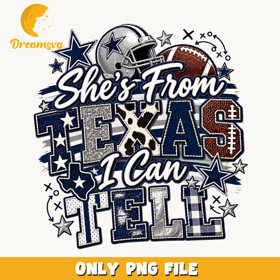 She's From Texas I Can Tell, Football Helmet Navy Stars Design