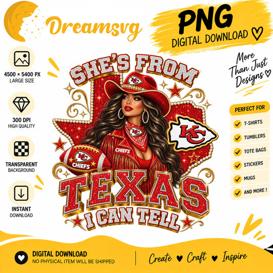 She's From Texas I Can Tell Kansas City Chiefs Cowgirl PNG