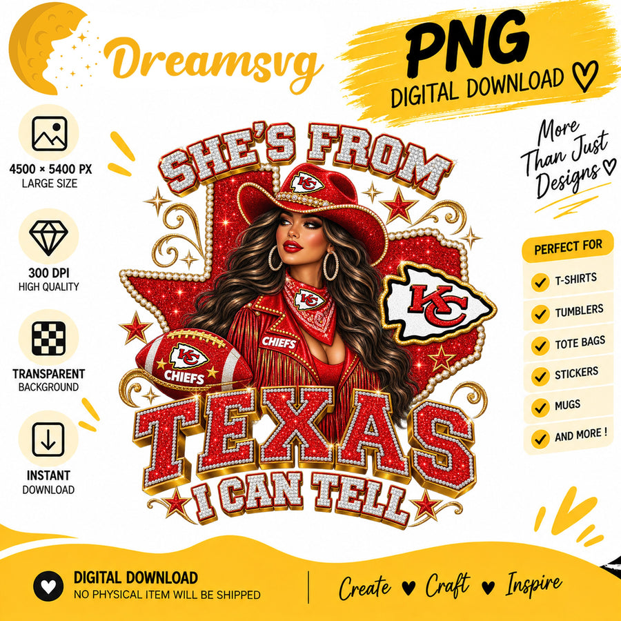 She's From Texas I Can Tell Kansas City Chiefs Cowgirl PNG
