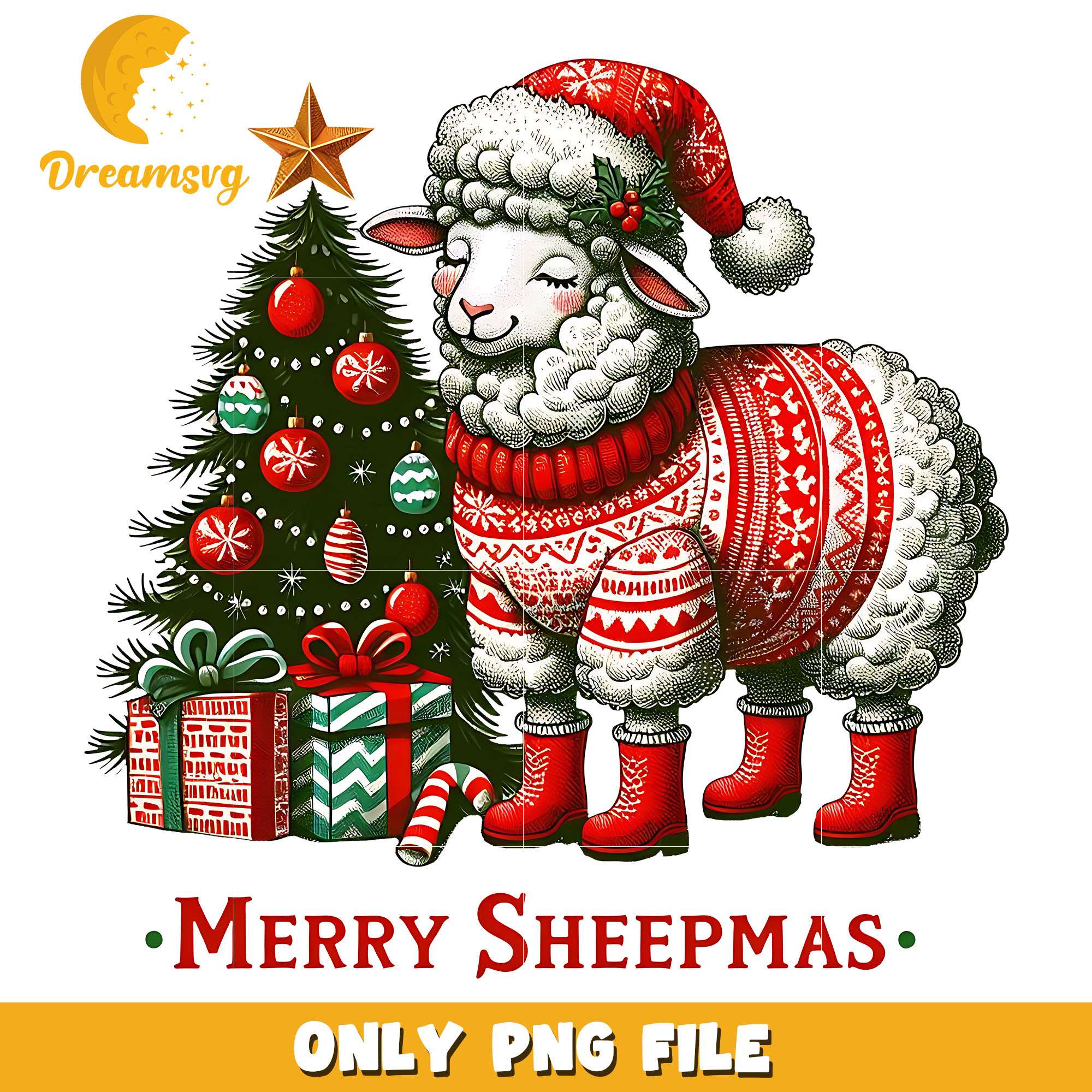 Sheep and christmas tree marry sheepmas png, sheep png, christmas png