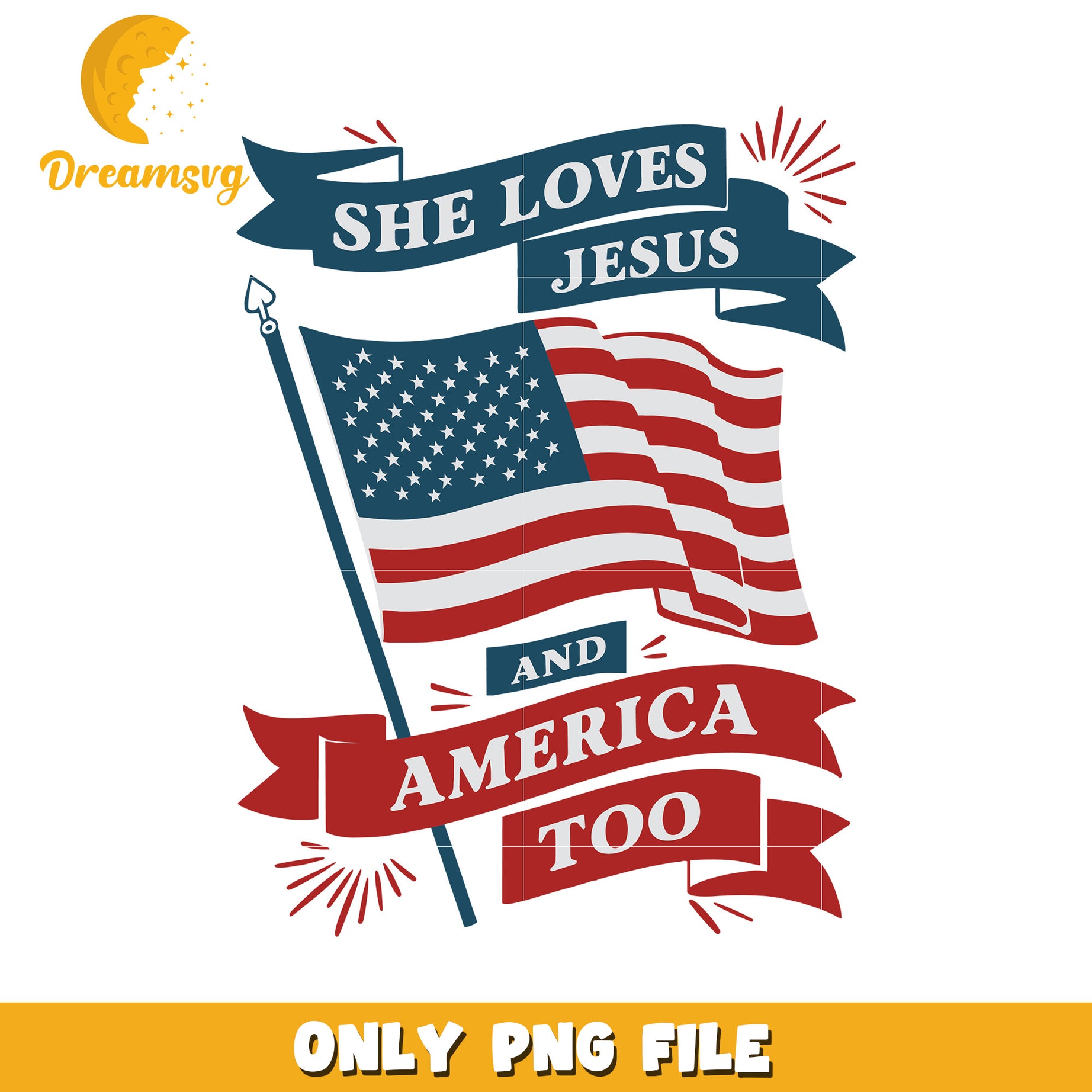 She loves jesus and america too png, and america too png, patriotic png
