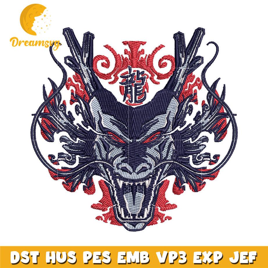 Shenron black embroidery design