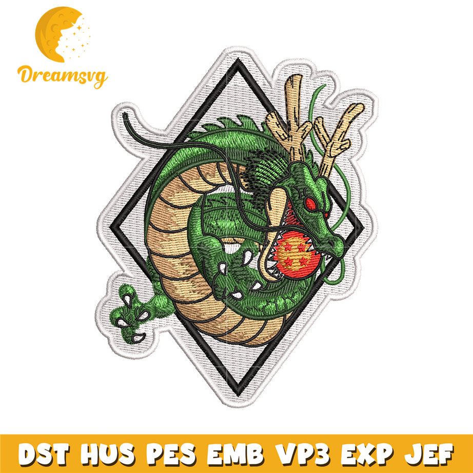 Shenron embroidery design, Dragonball embroidery