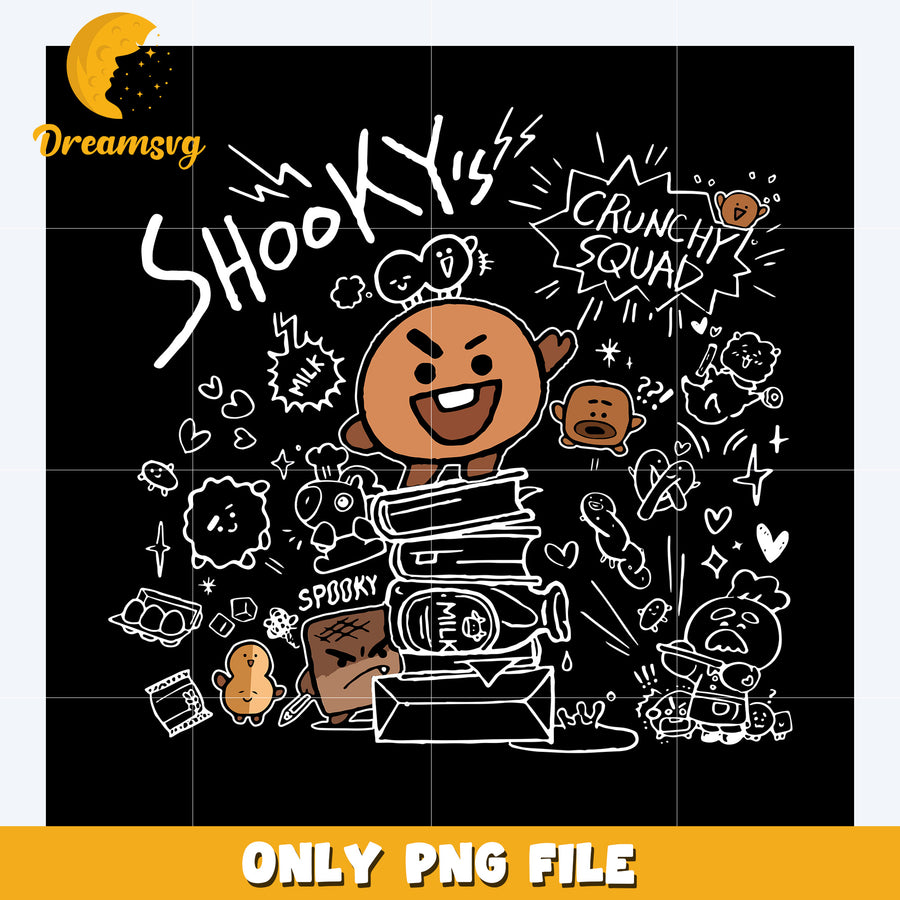 Shooky funny design png, bangtan boys png, bts members mascots​ png