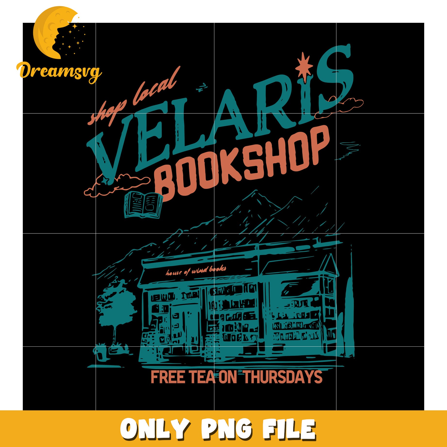 Shop local velaris book shop design png, magical bookstore png