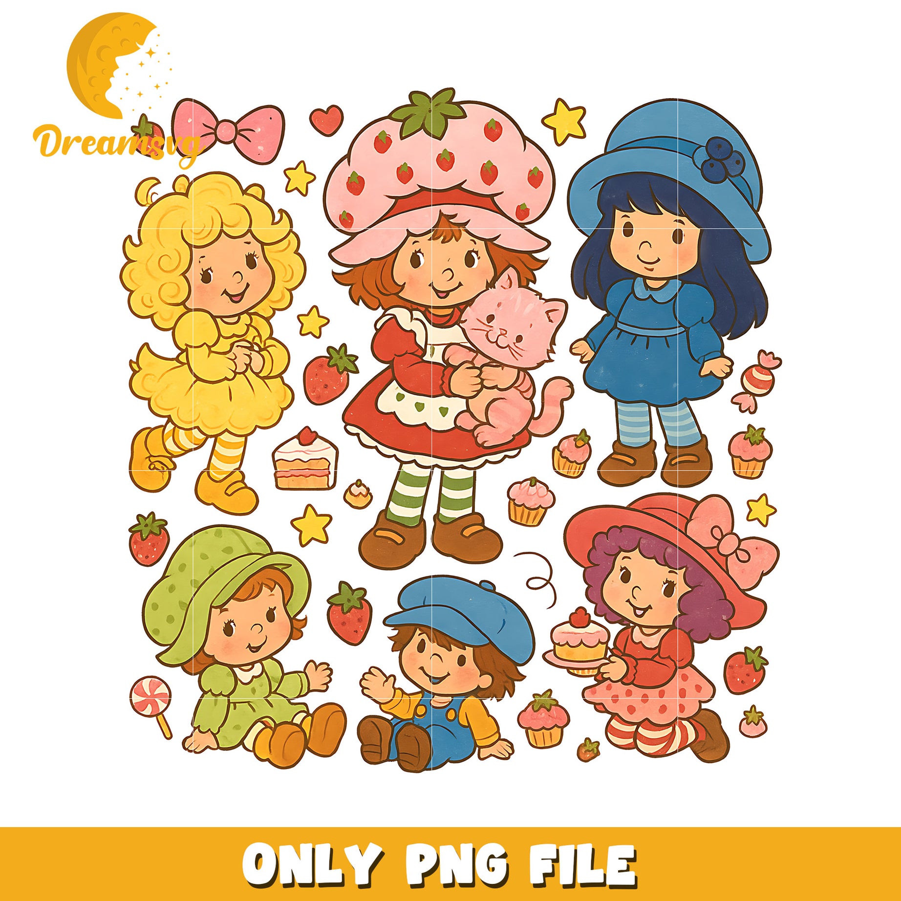 Shortcake and friends png, shortcake strawberry png, strawberry shortcake characters png