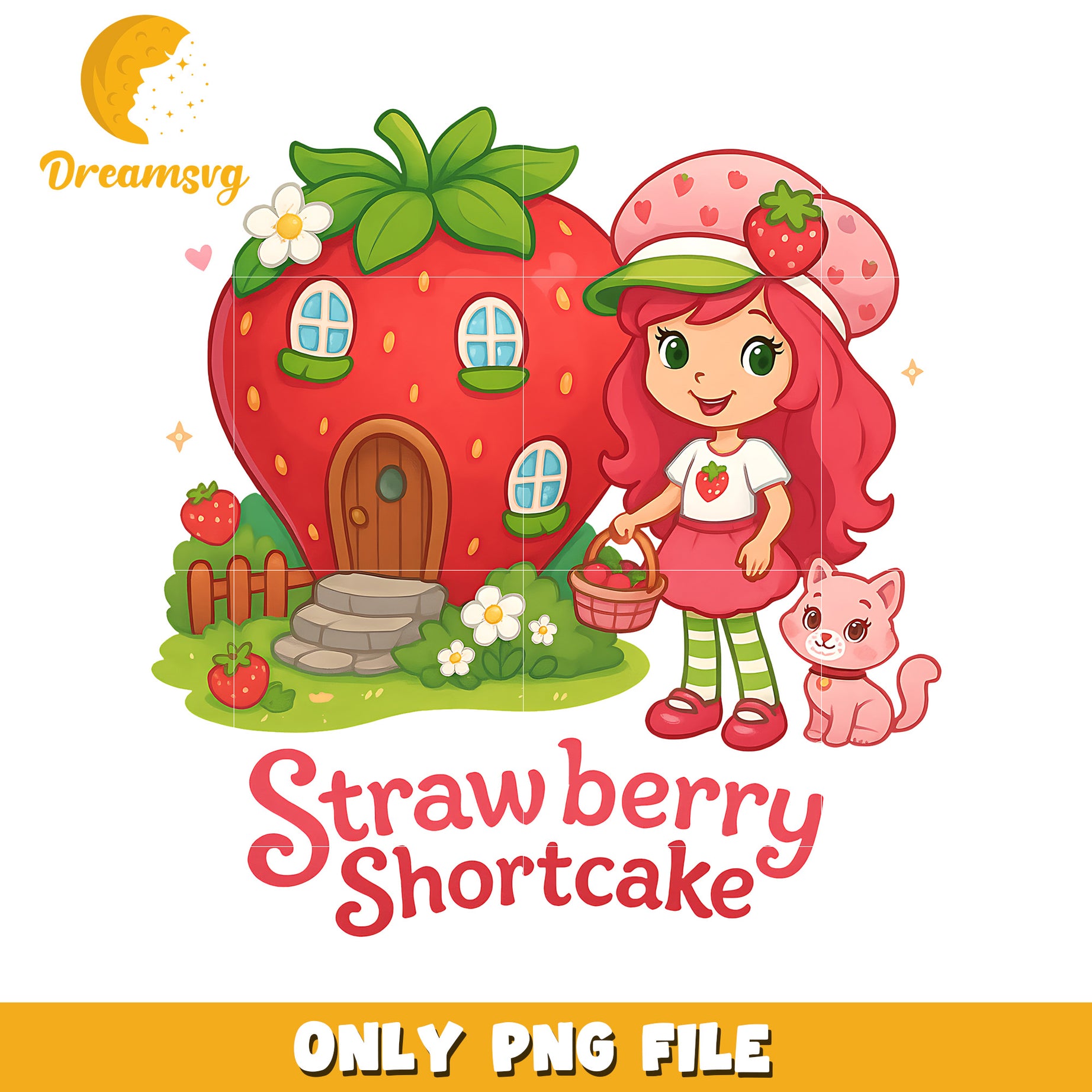 Shortcake house png, shortcake art png, strawberry shortcake design png