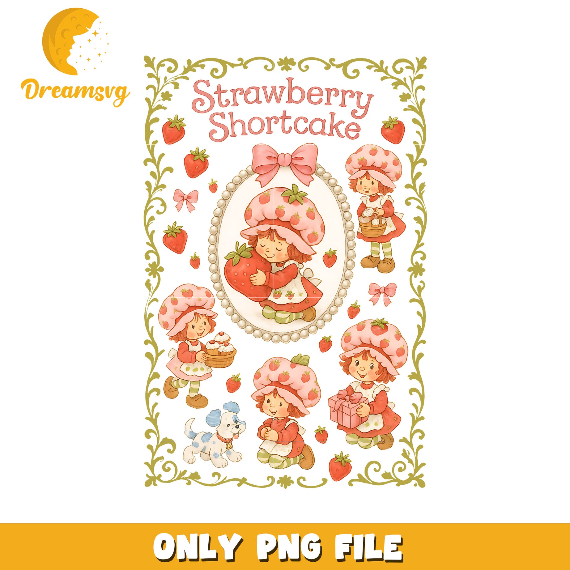 Shortcake lovely design png, shortcake art png, strawberry shortcake design png