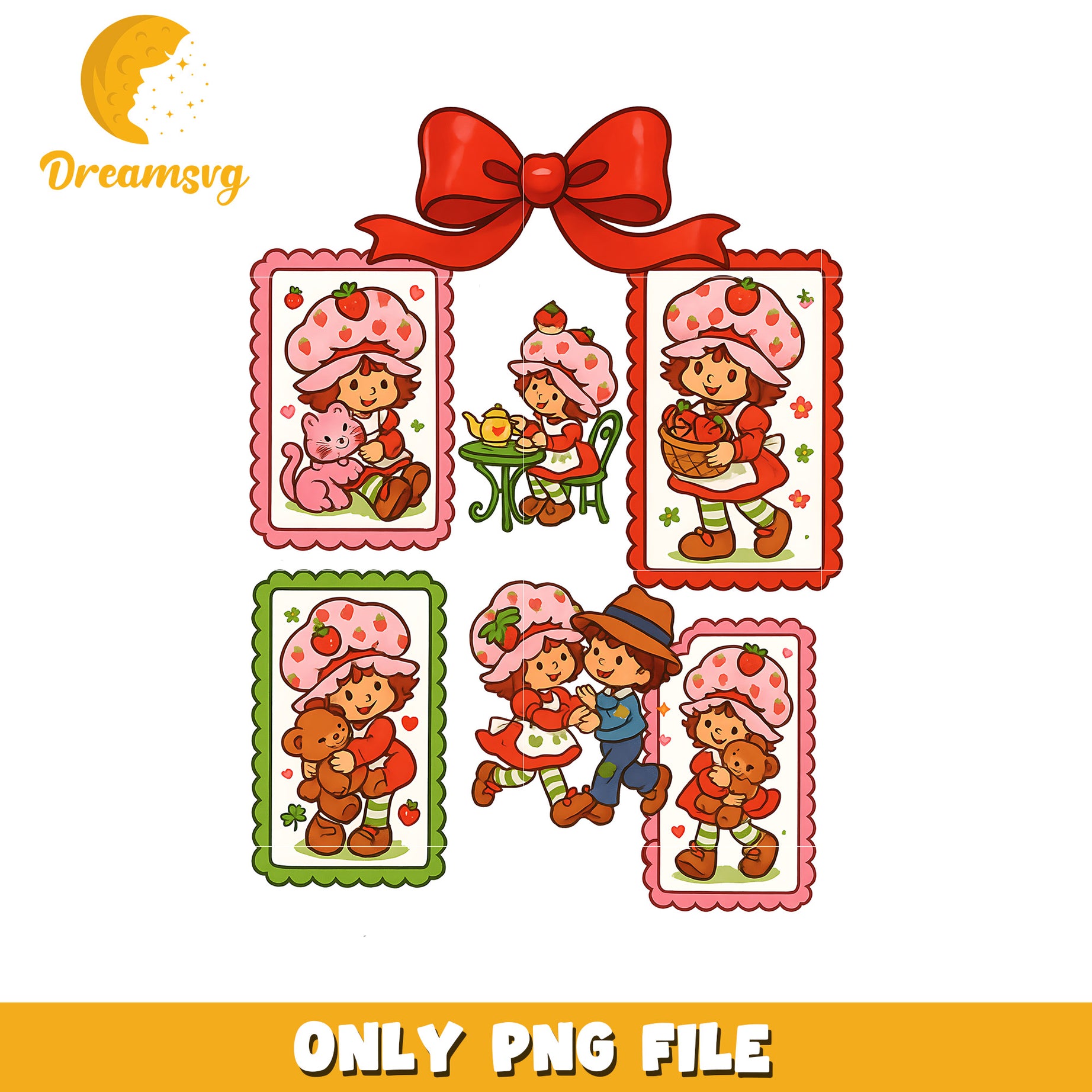 Shortcake picture frame design png, strawberry shortcake png, american greetings png