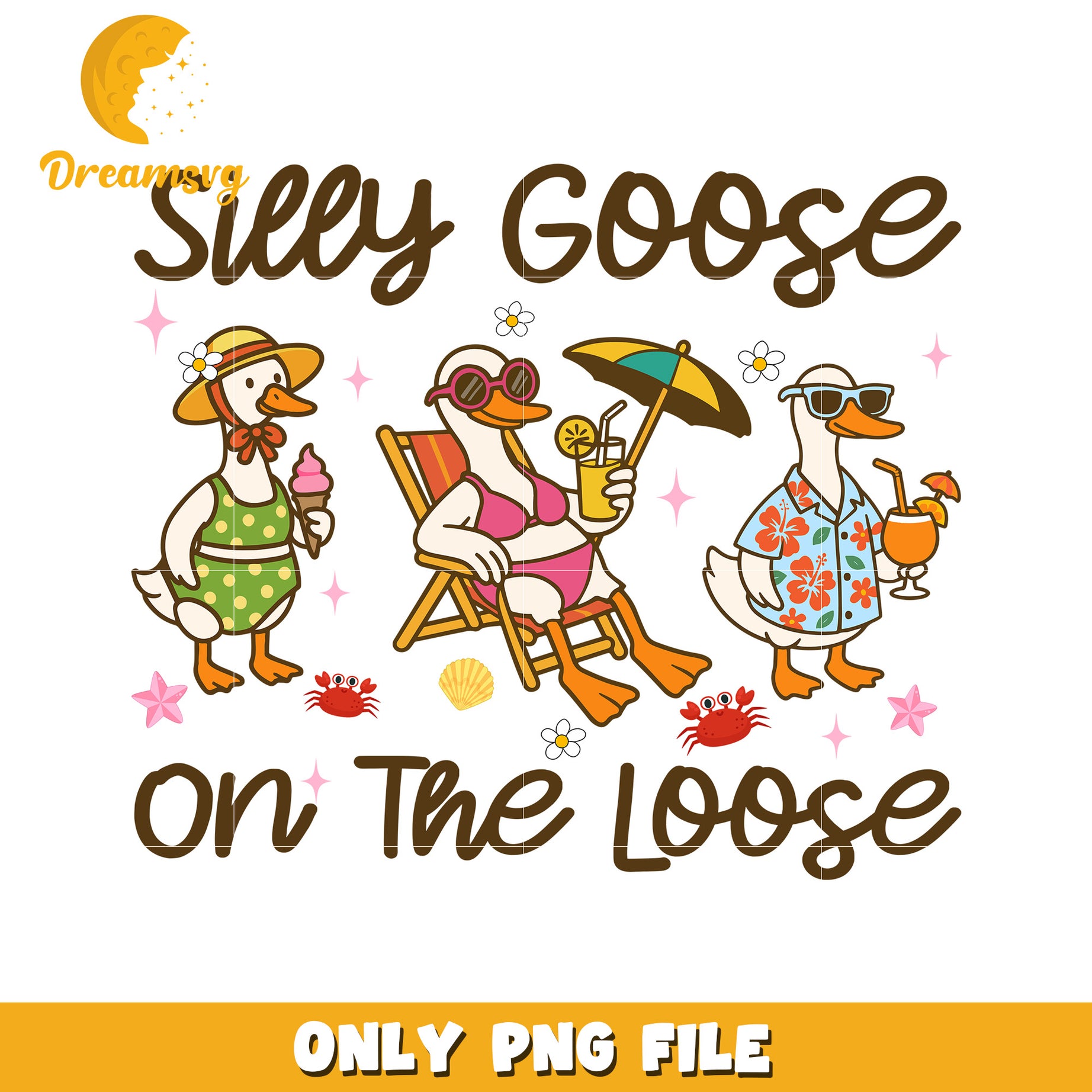 Silly goose on the loose design png, funny goose png, playful bird png