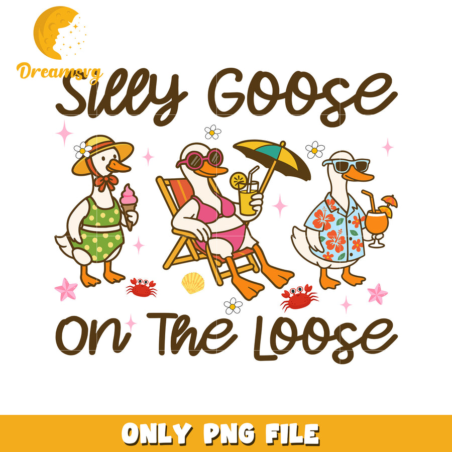 Silly goose on the loose design png, funny goose png, playful bird png