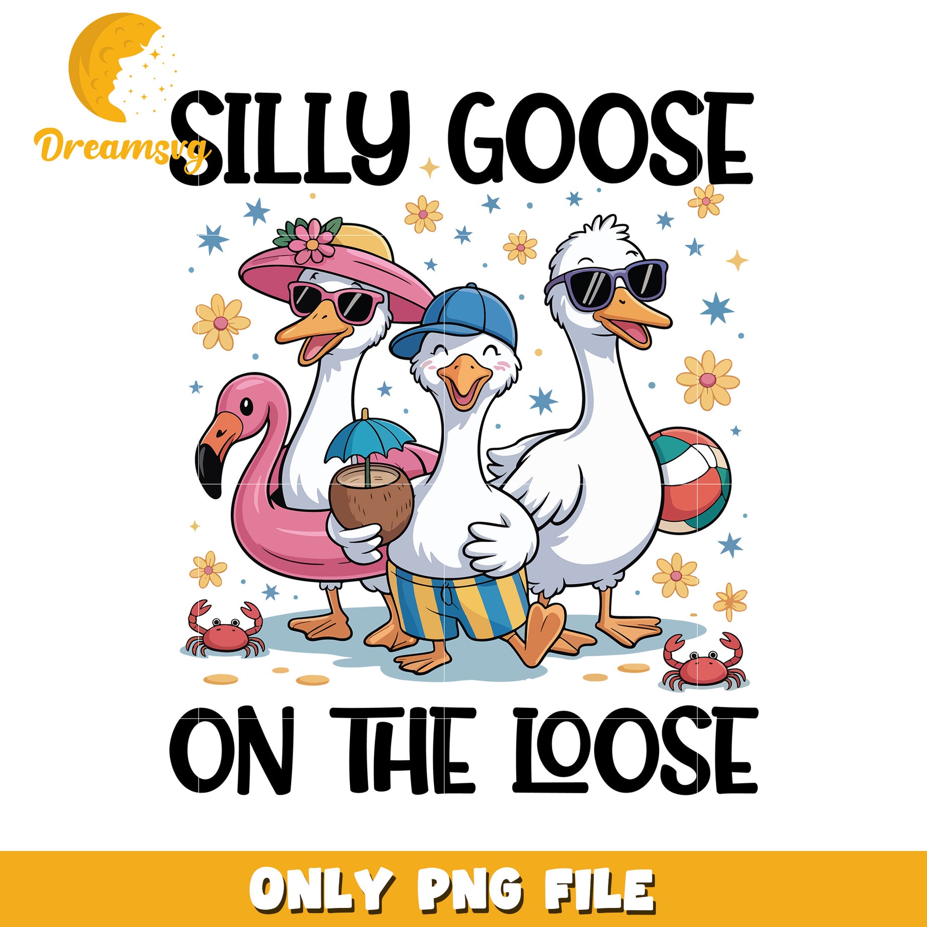 Silly goose on the loose funny png, funny goose png, playful bird png