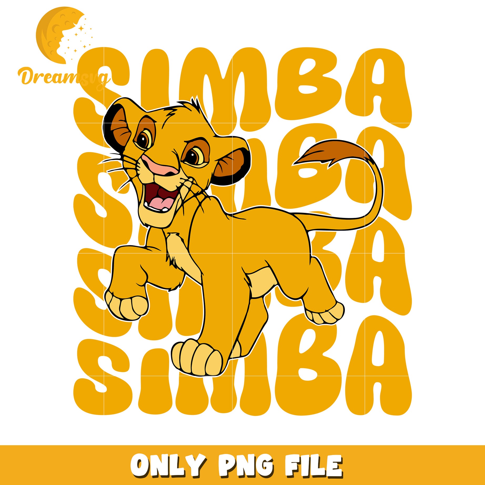 Simba Cartoon PNG File for Kids Room Decor Design
