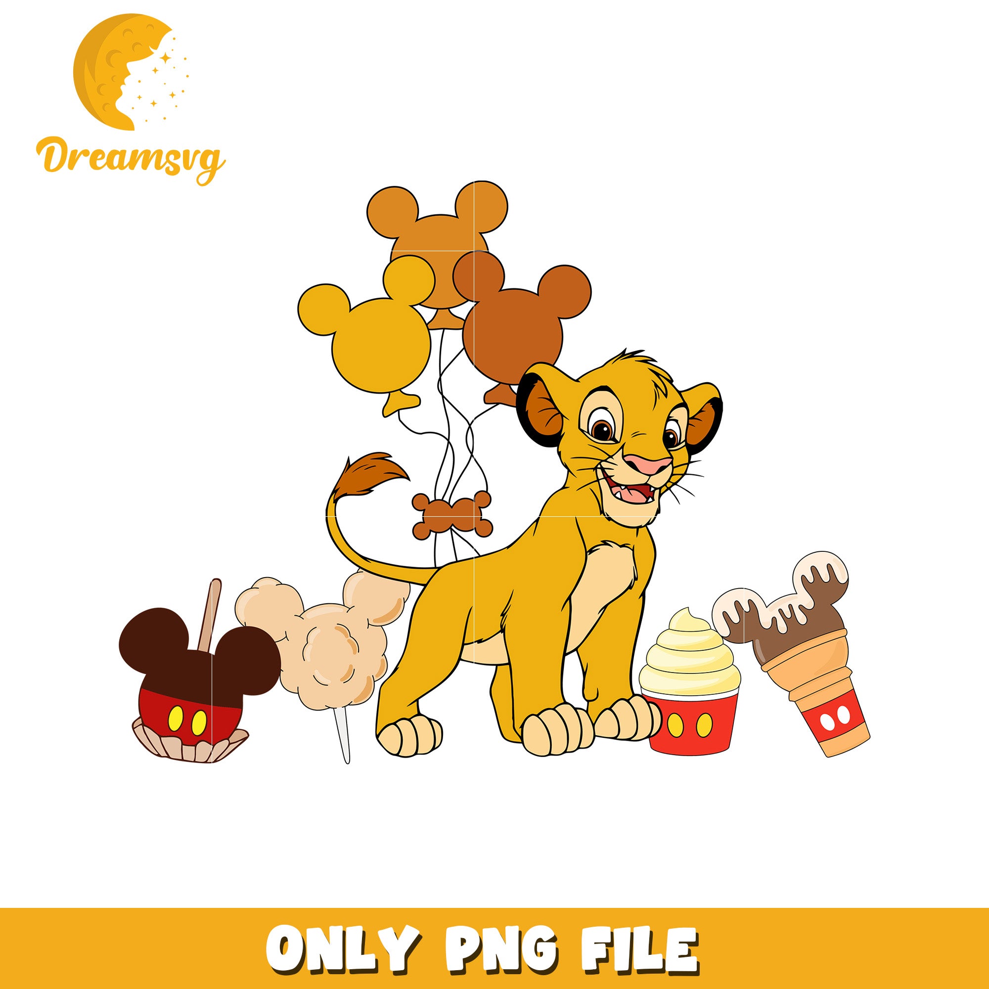 Simba with the ice cream png, lion king cute png, simba png