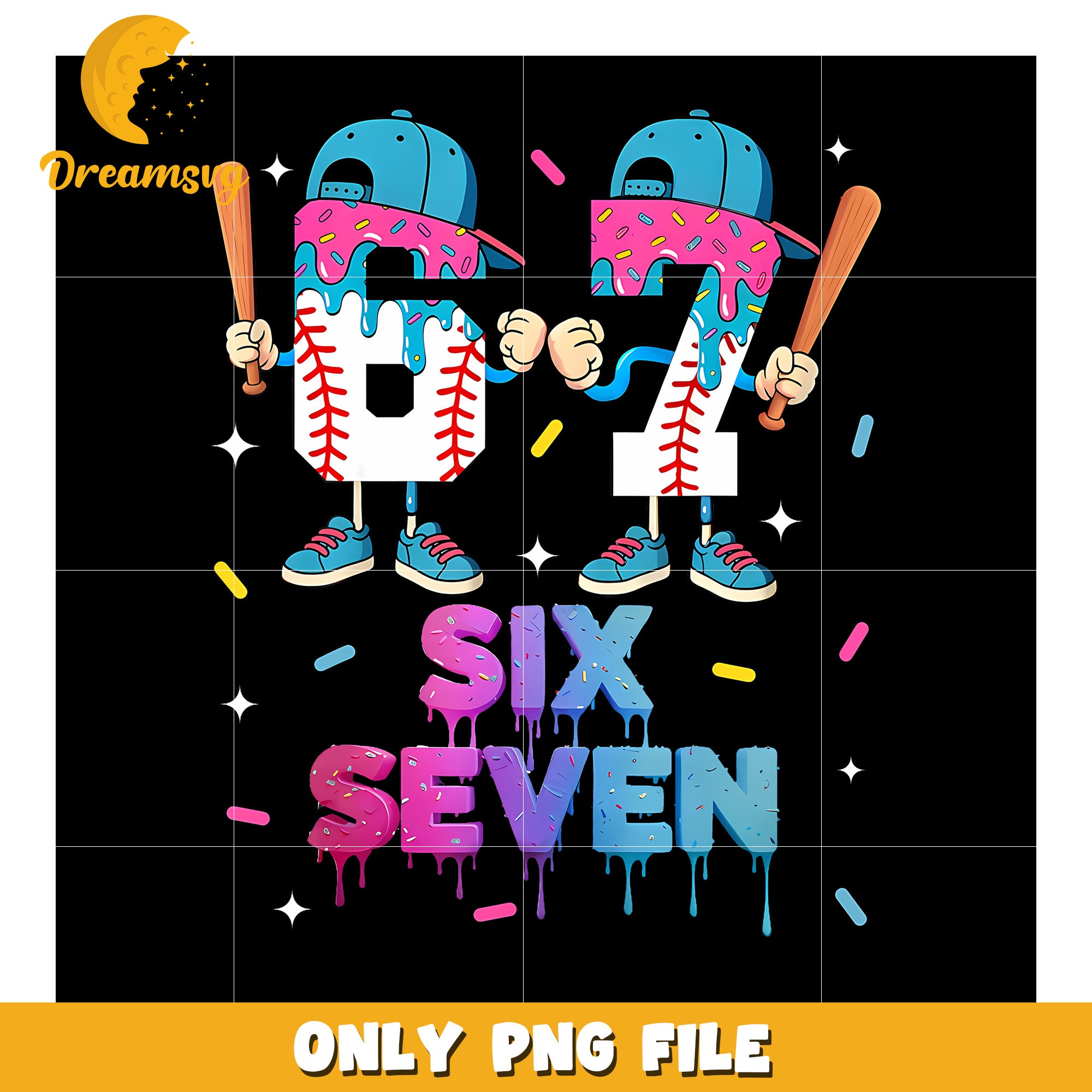 Six Seven Baseball Ice Cream Drip png, memes png, meme image png