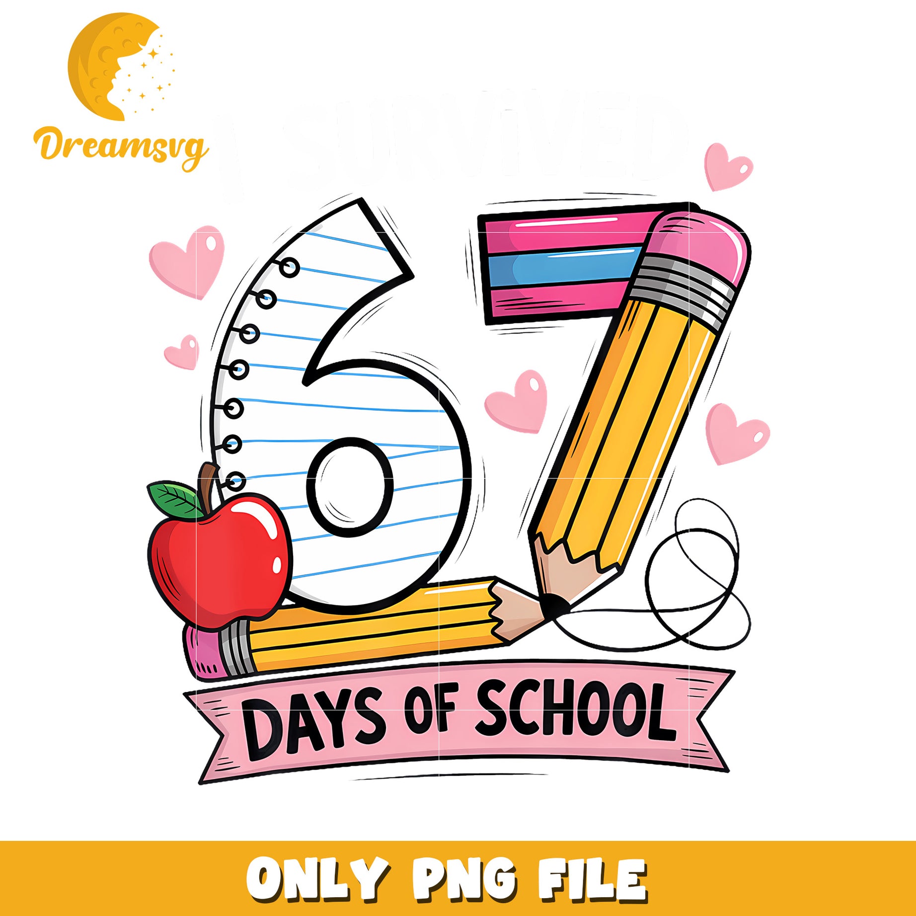 Six senven days of school png, funny saying png, viral meme png