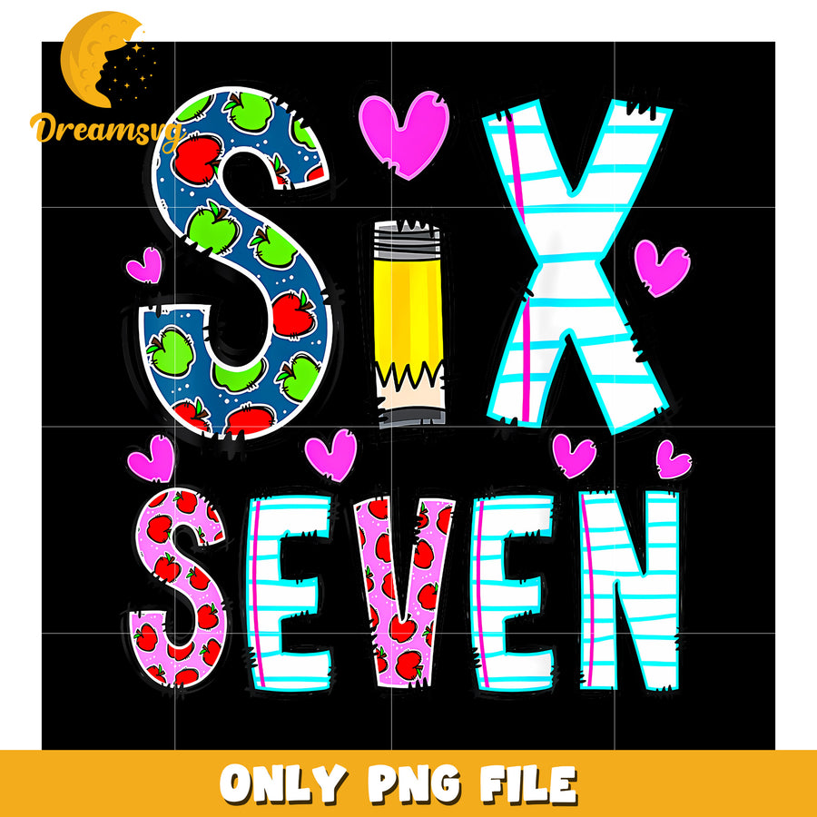 Six seven design png, funny school png, trending quotes png