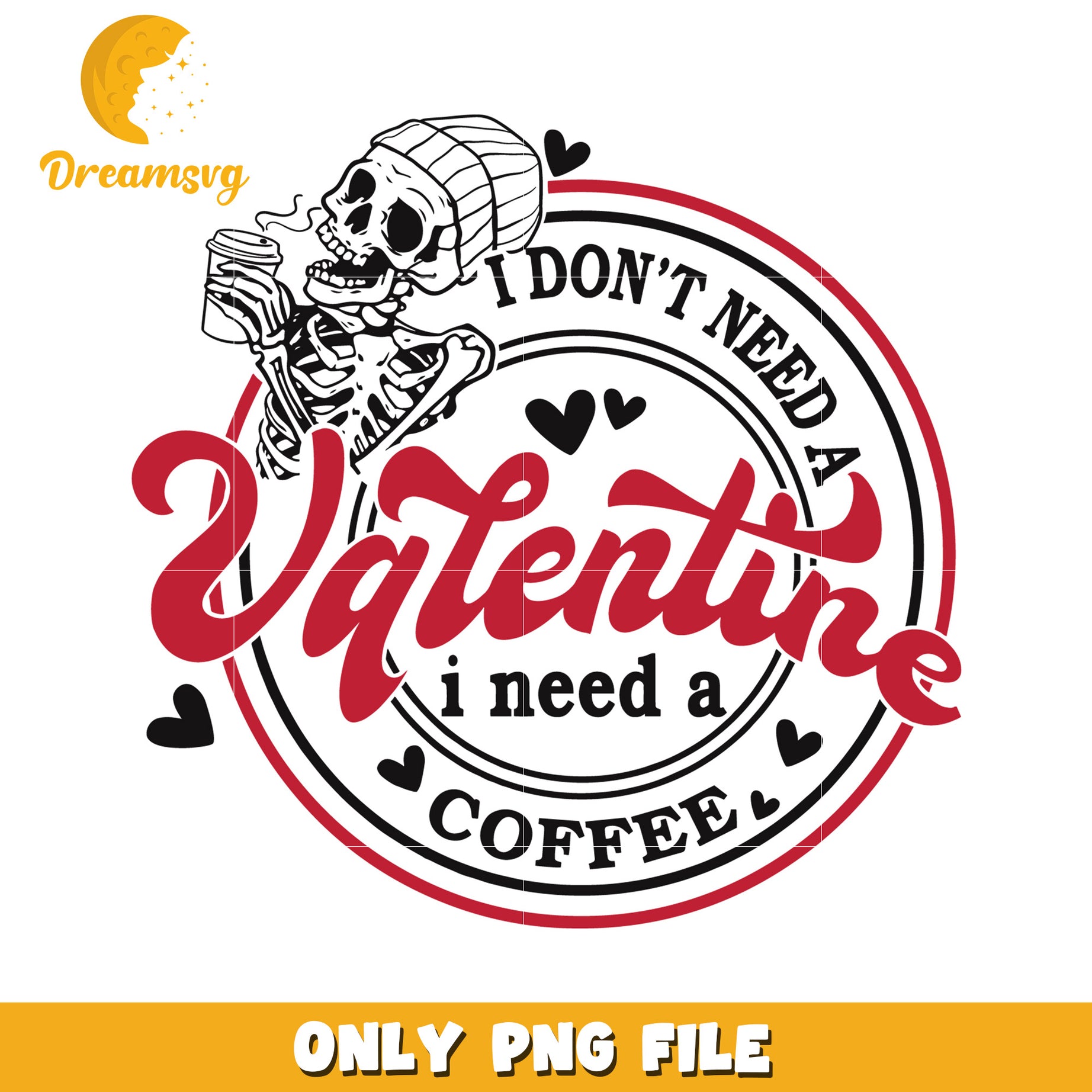 Skeleton Coffee Valentine PNG